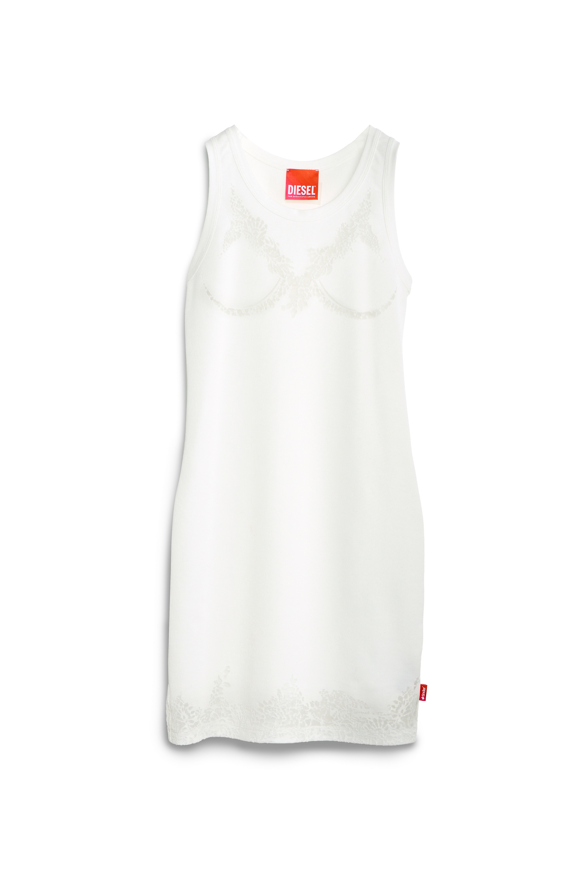 Diesel - PR-D-ANKI-LACE-R, Robe mini tank effet dentelle d&eacute;vor&eacute;e Femme in Blanc - 1