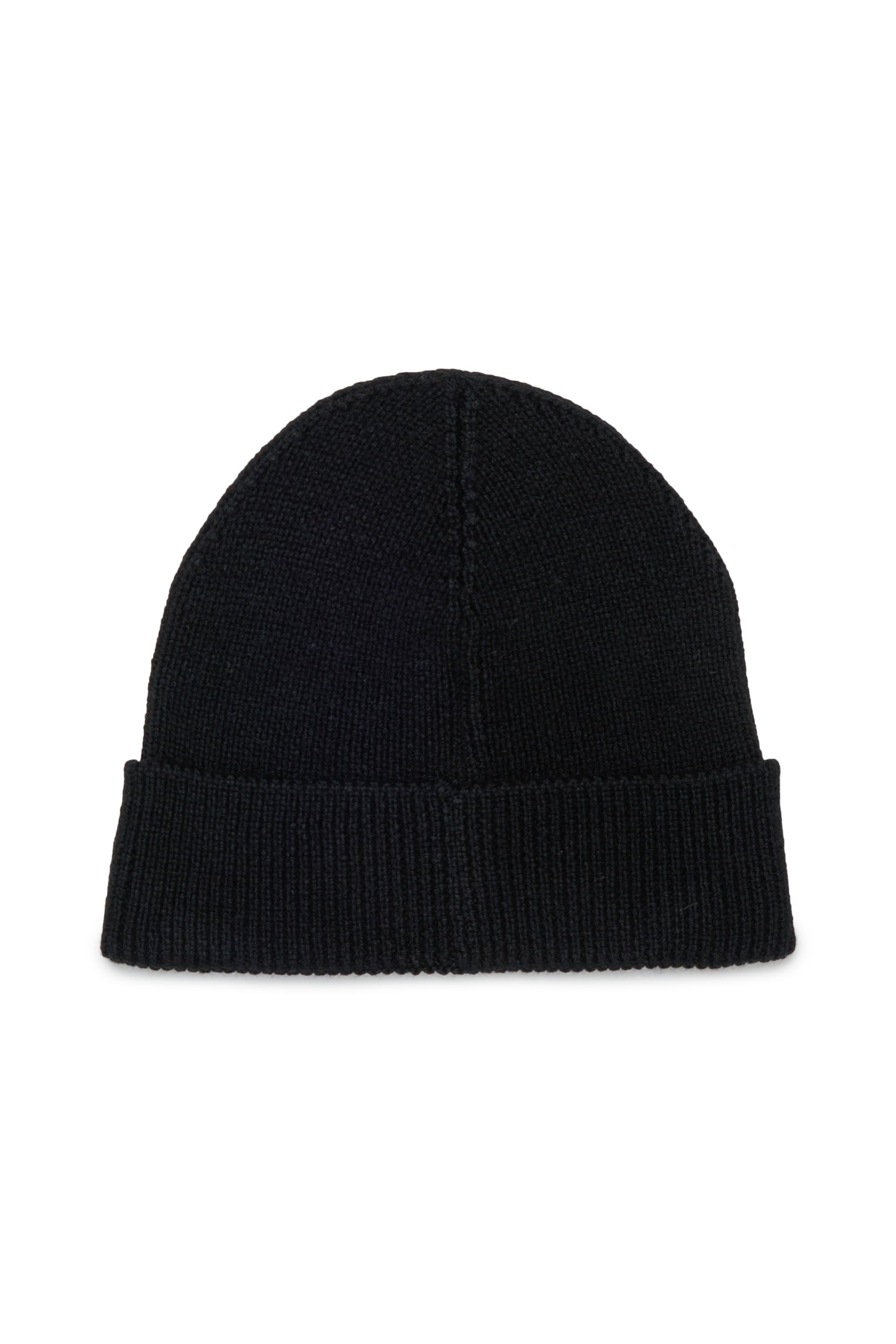Diesel - FLOT, Bonnet en laine m&eacute;lang&eacute;e avec patch logo D Mixte in Noir - 2
