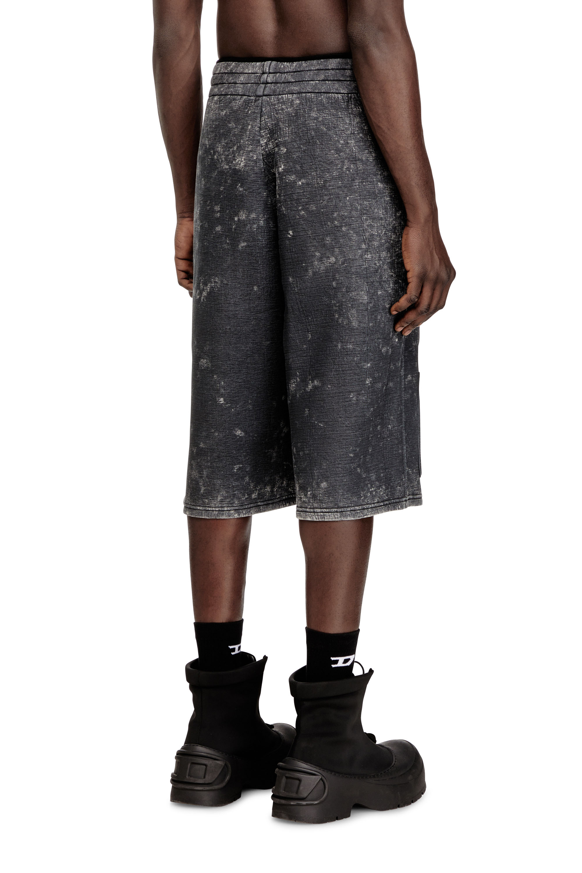 Diesel - S-TYP, Short ample en néoprène effet marbre Mixte in Noir - 3