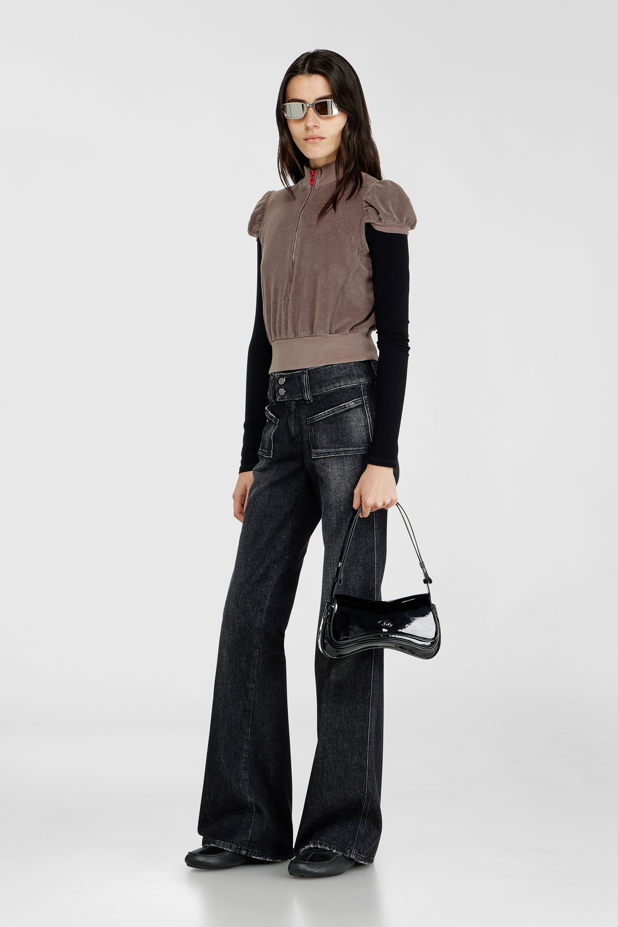 Diesel - D-MILE BALLERINA LACE UP W, D-Mile-Ballerines &agrave; lacets en cuir et mesh Femme in Noir - 2
