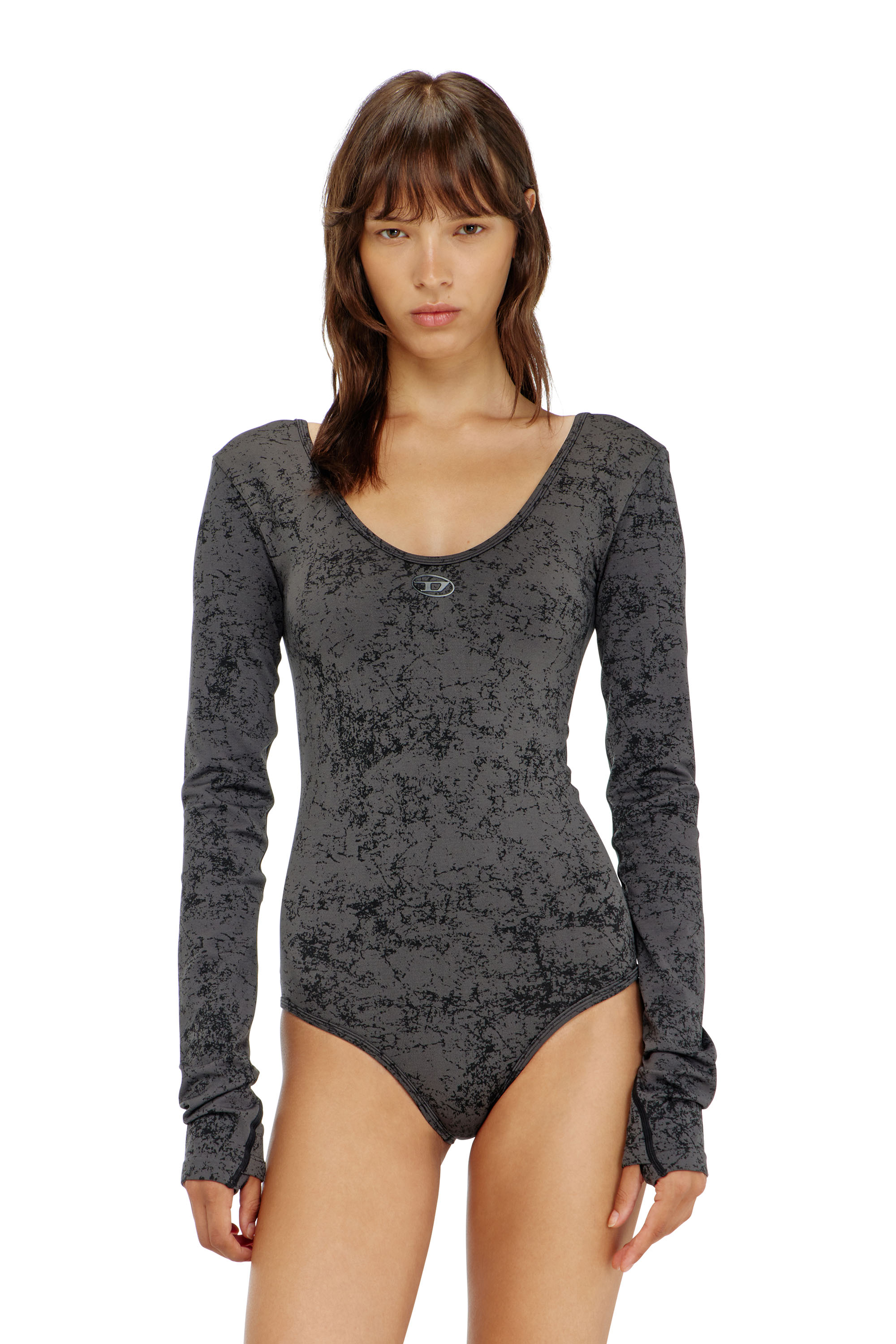 Diesel - IONNA-UTLT, Body &agrave; dos ouvert avec imprim&eacute; utilitaire Femme in Noir - 1