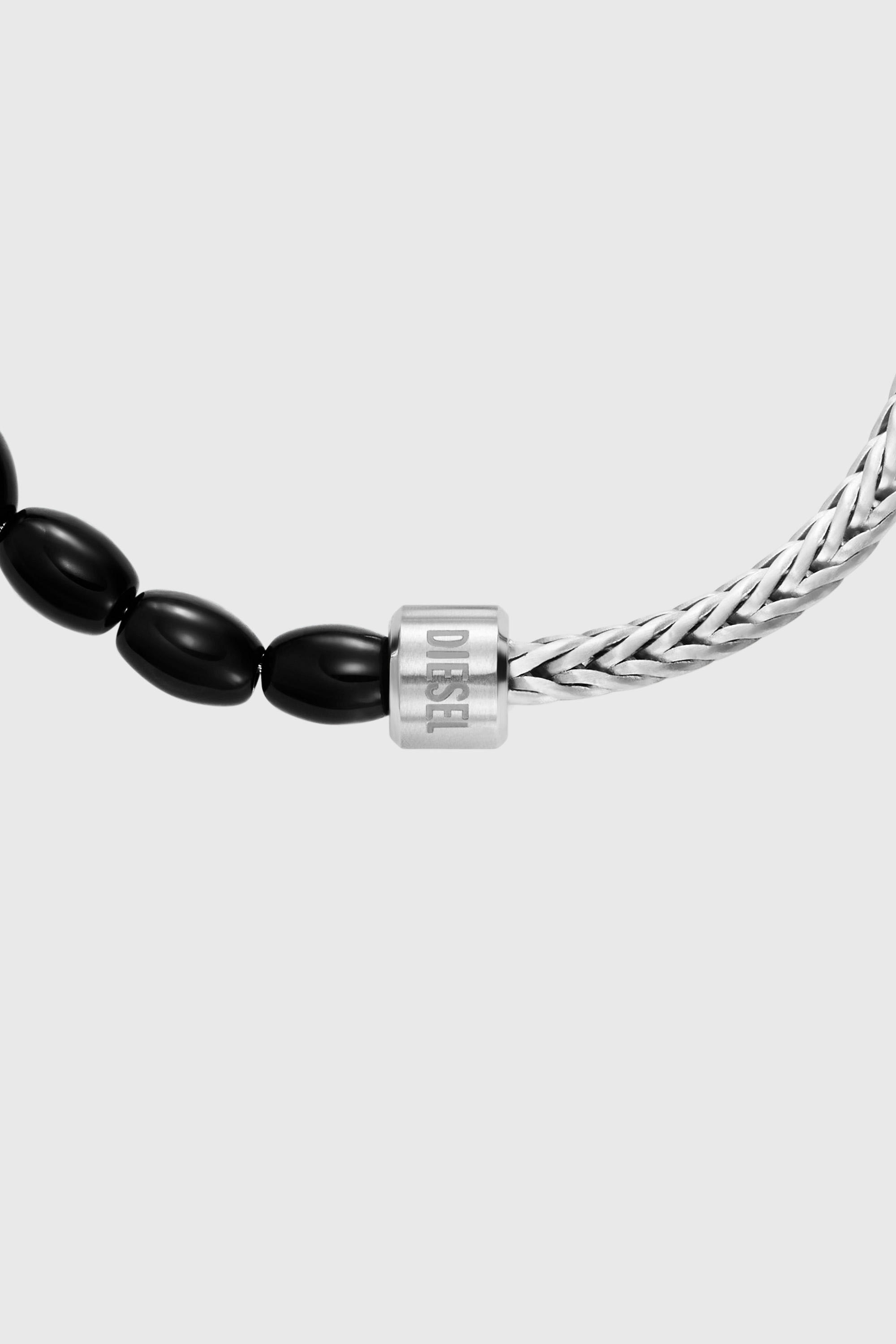 Diesel - DX1714040, Bracelet en perles d&rsquo;agate noire Mixte in Gris argent&eacute; - 3