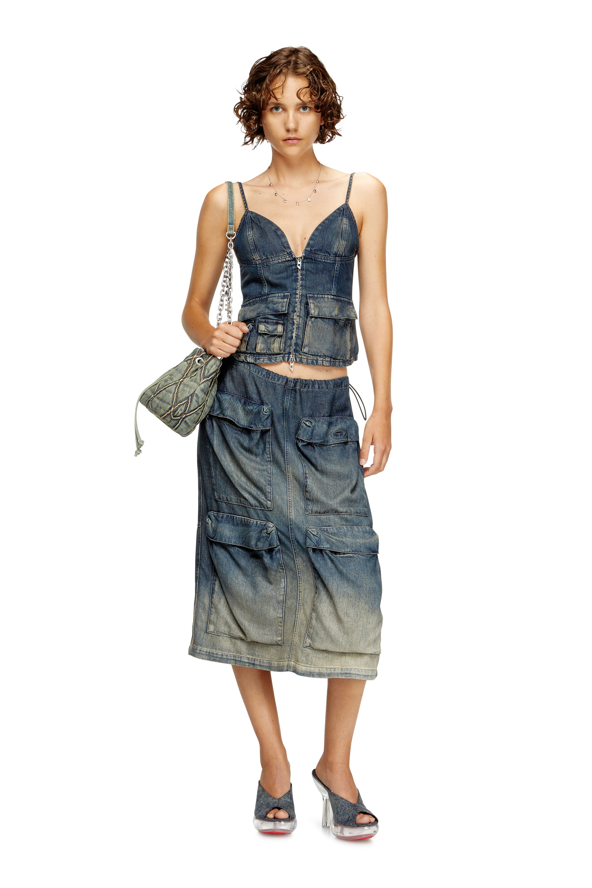 Diesel - DE-MELLIS-S, Haut en denim dégradé et fluide Femme in Bleu - 2