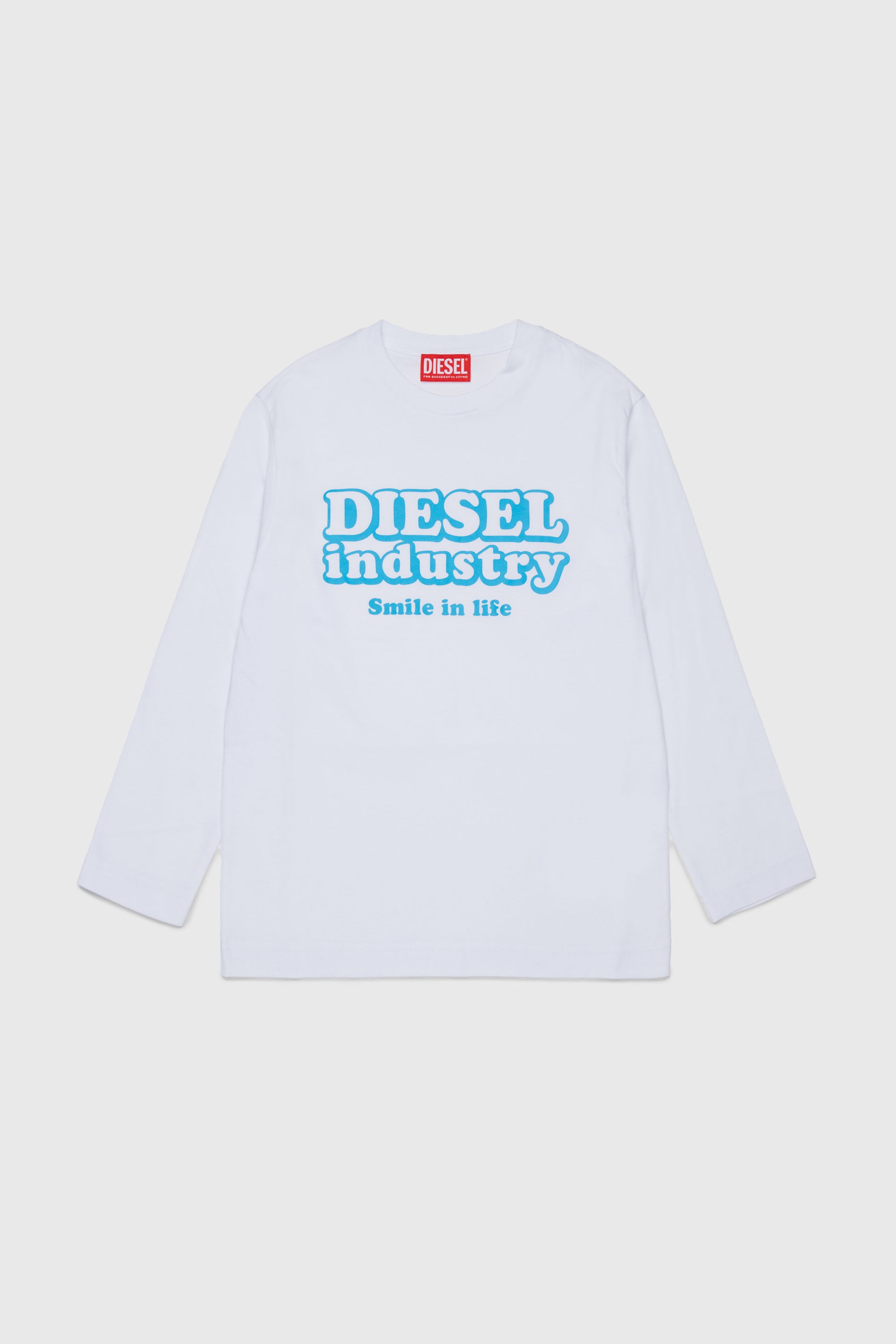 Diesel - TLODIMLS OVER, T-shirt &agrave; manches longues avec imprim&eacute; Diesel Industry Homme in Blanc - 1