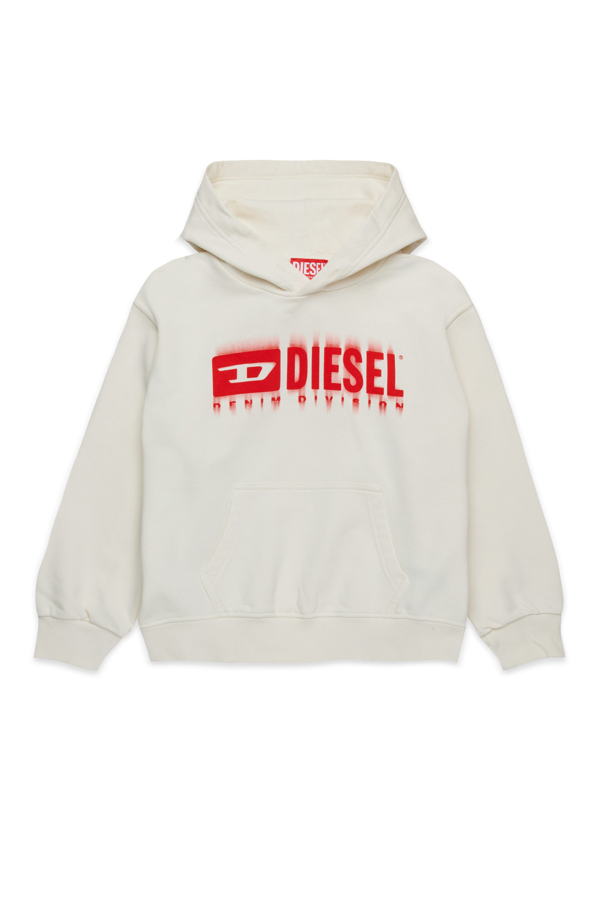 Diesel - SGINNHOODL5 OVER, Sweat-shirt à capuche avec logo taché Homme in Blanc - 1