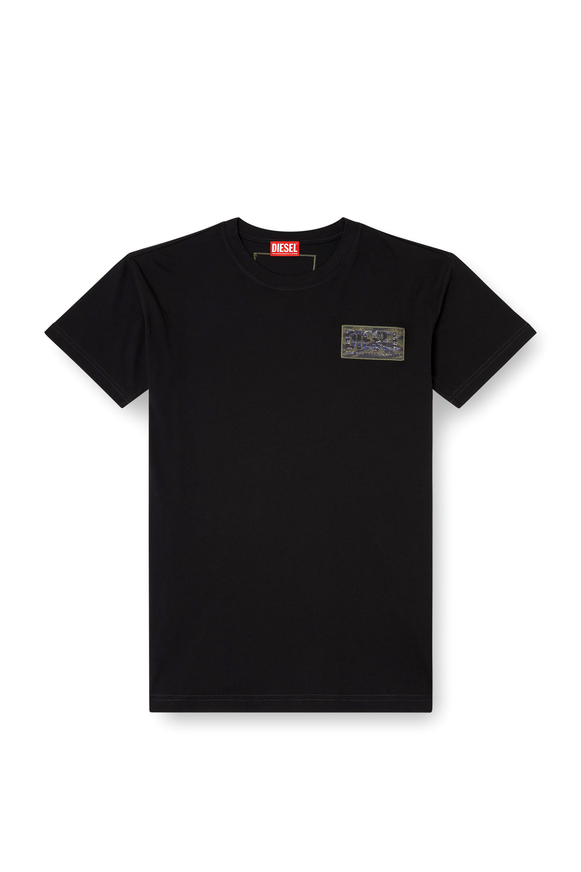Diesel - T-NORM-T3, T-shirt avec empiècement à logo camouflage Homme in Noir - 3