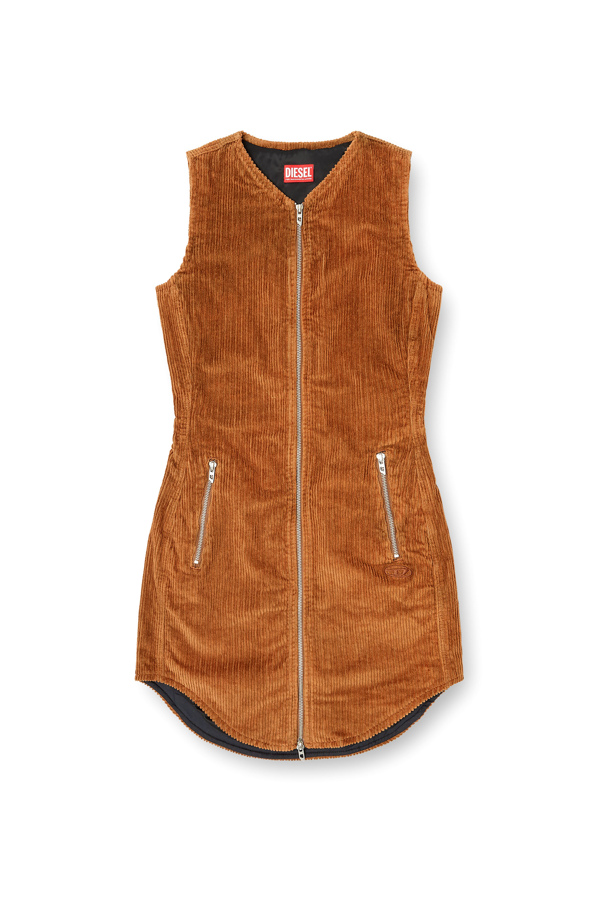 Diesel - O-LLIPOP, Jupe midi en coton avec zip Femme in Noir - 3