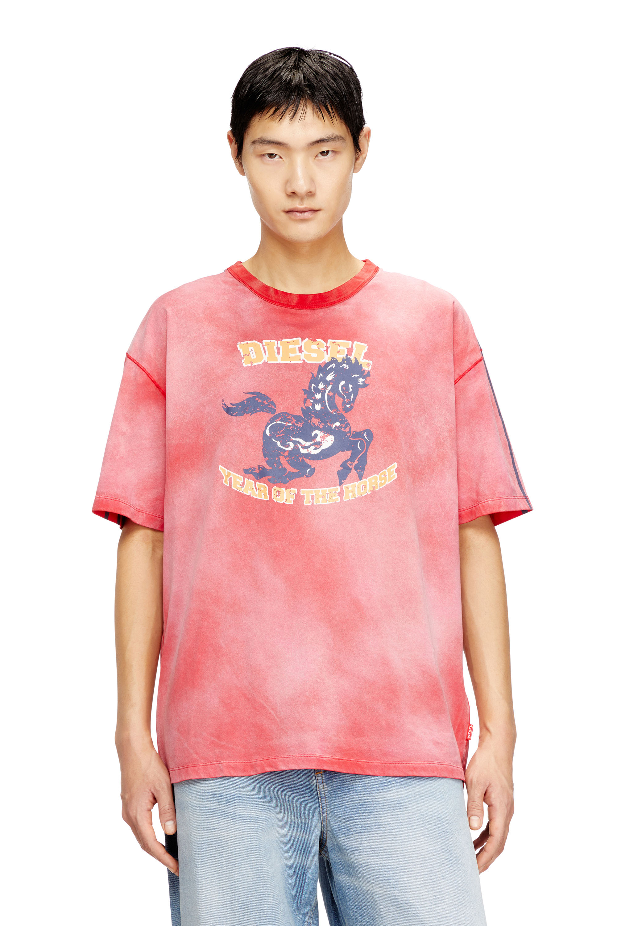 Diesel - CL-T-BOXT-HORSE, T-shirt en coton avec imprim&eacute; graphique cheval Homme in Rouge - 2