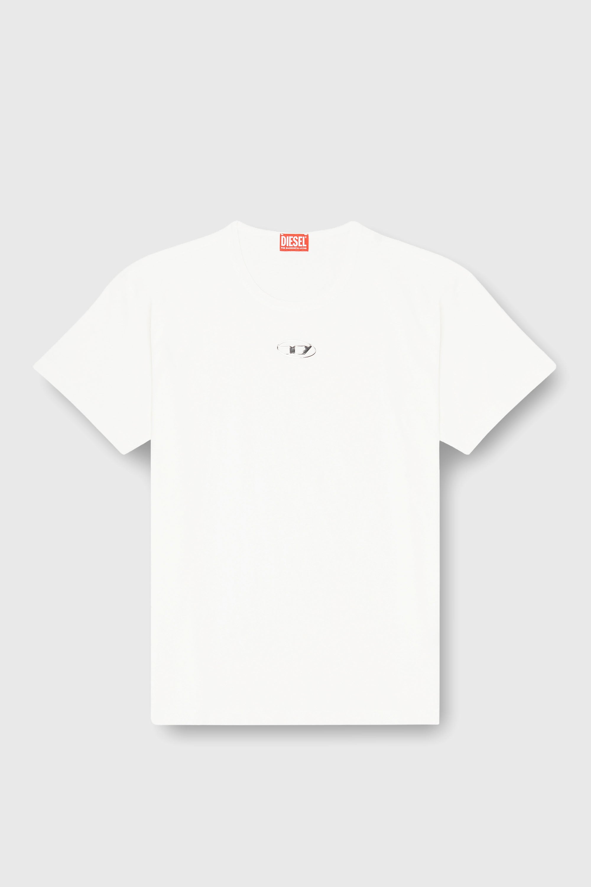 Diesel - T-NORM-IOD, T-shirt en coton l&eacute;ger avec logo Ovale D m&eacute;tallis&eacute; Homme in Blanc - 2