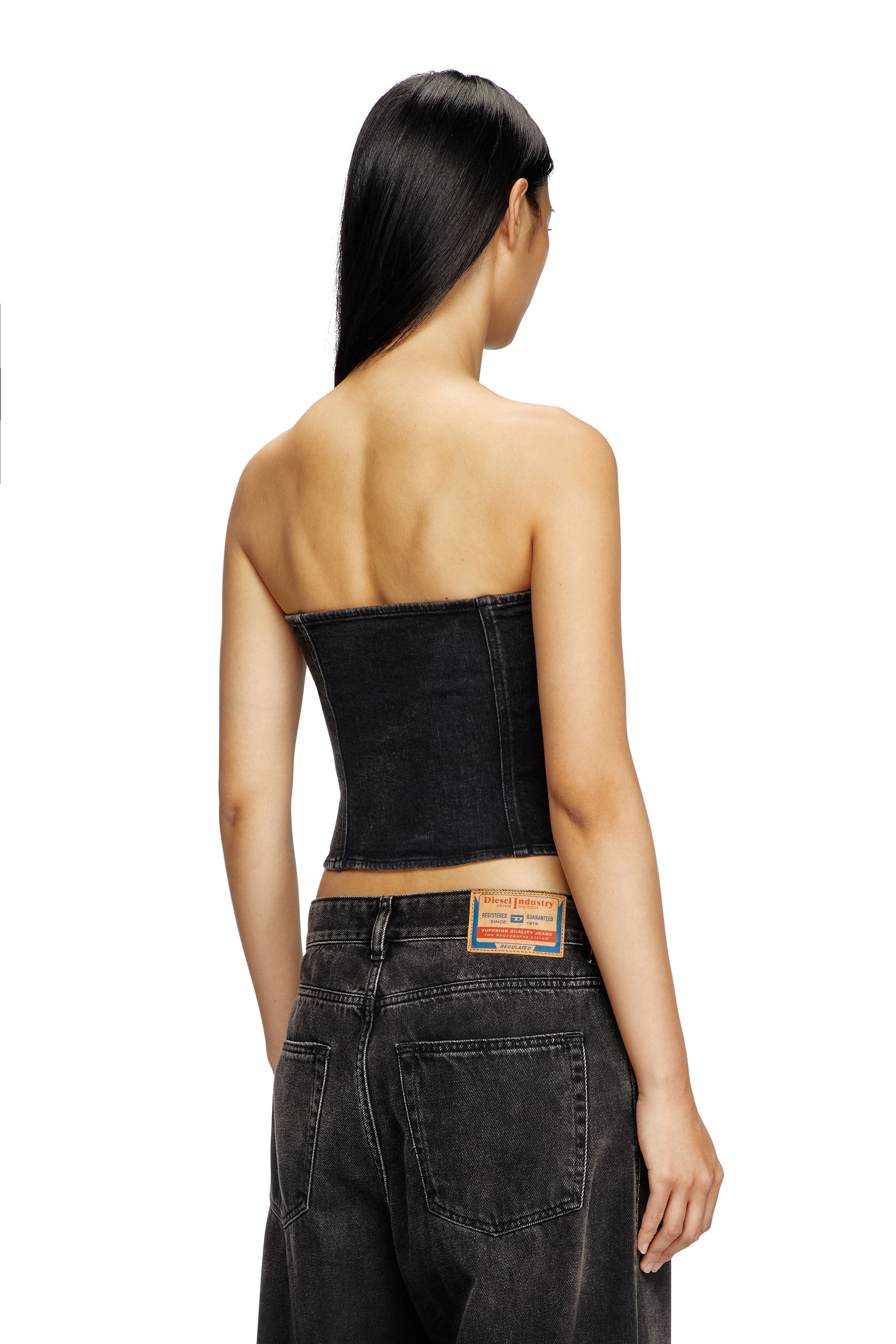Diesel - DE-VILLE, Top tube en denim confort Femme in Noir - 4