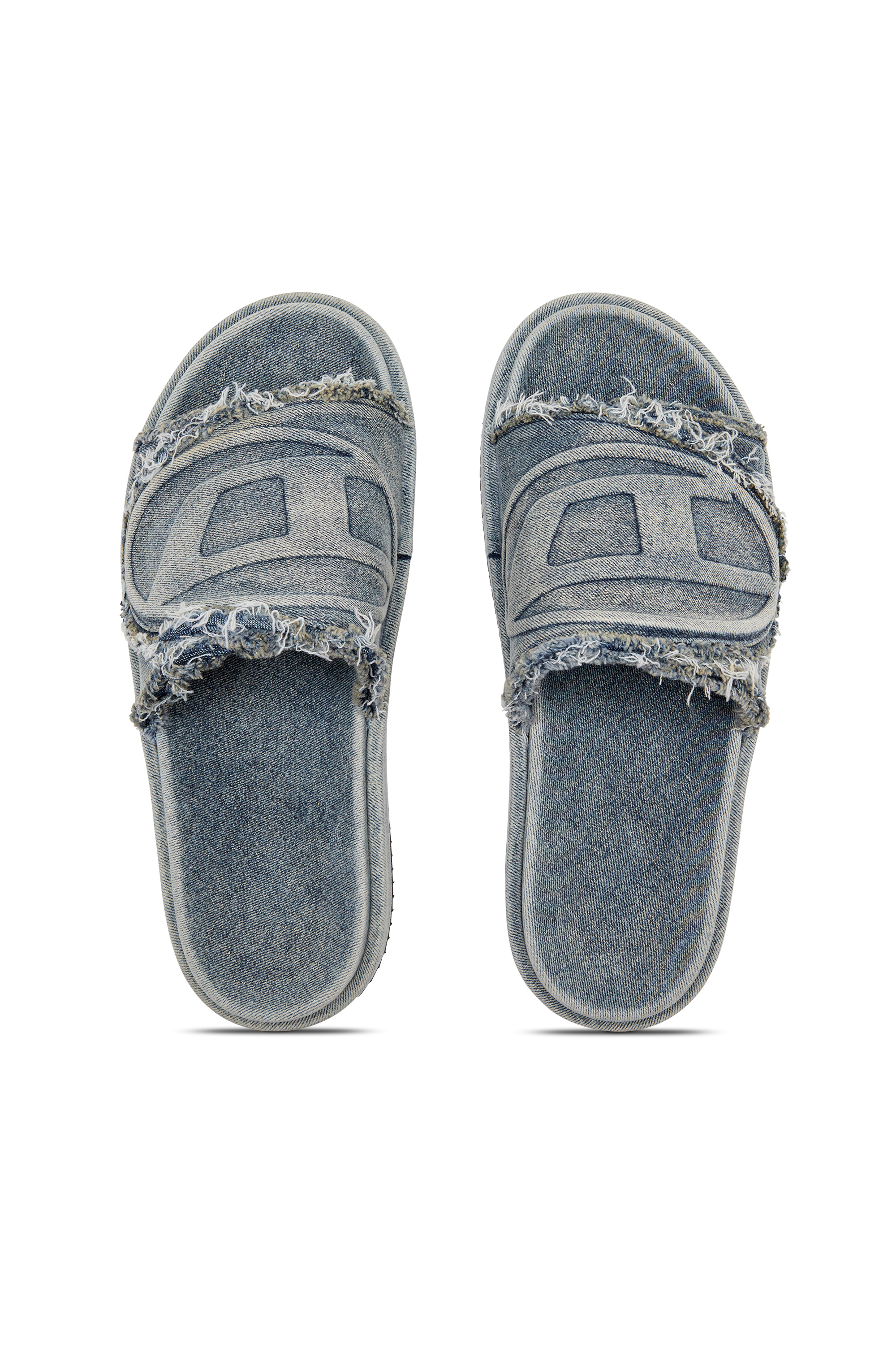 Diesel - SA-SLIDE D OVAL, Sa-Slide D-Claquettes en denim vieilli Mixte in Bleu - 4