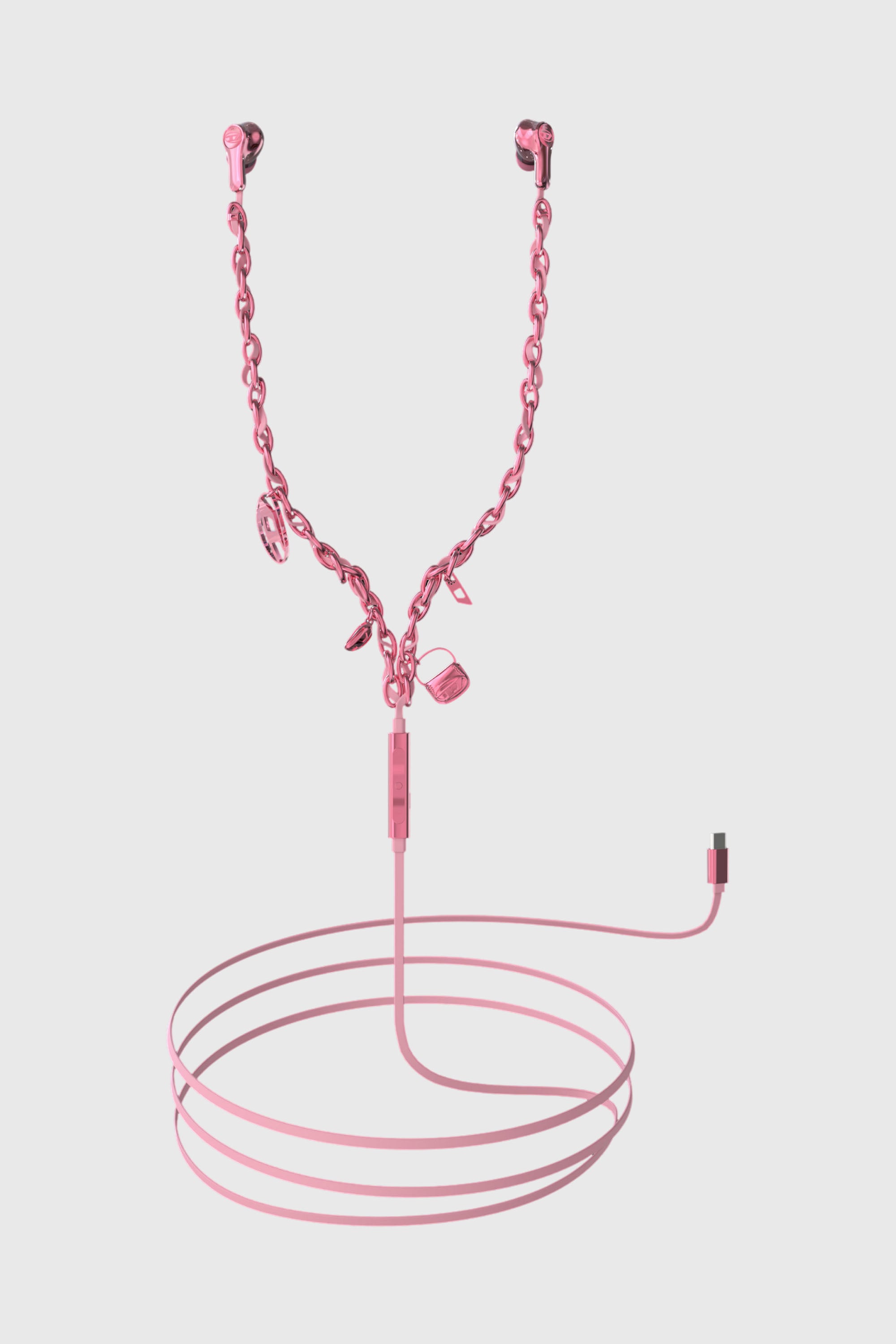 Diesel - 60688 WIRED EARBUDS WIRED EARBUDS, &Eacute;couteurs roses filaires et charms Mixte in Rose - 1