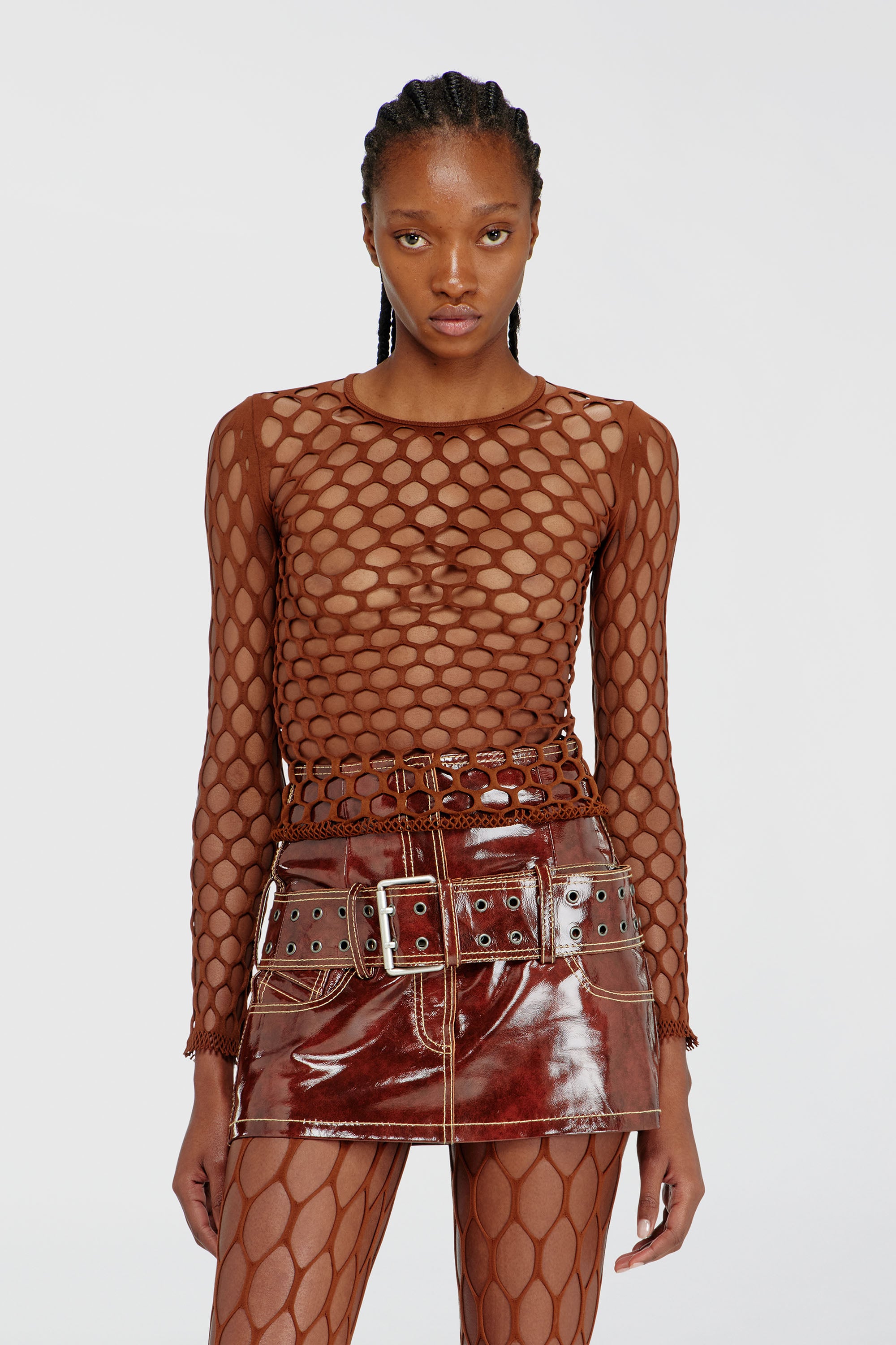 Diesel - M-ZANDA, Top en maille stretch Femme in Marron - 1