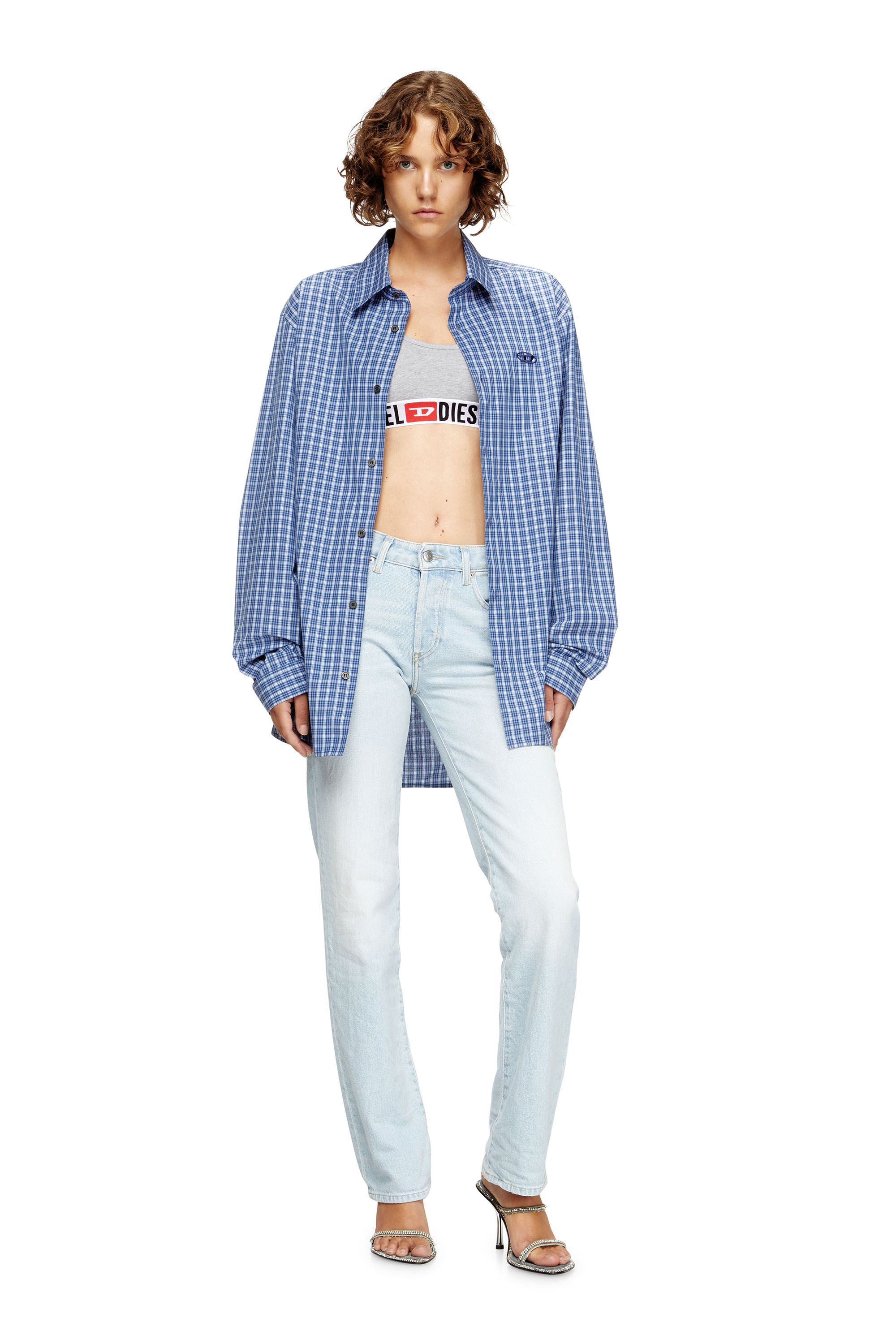 Diesel - UFSB-ORIBA, Bralette avec bande logo Femme in Gris - 4