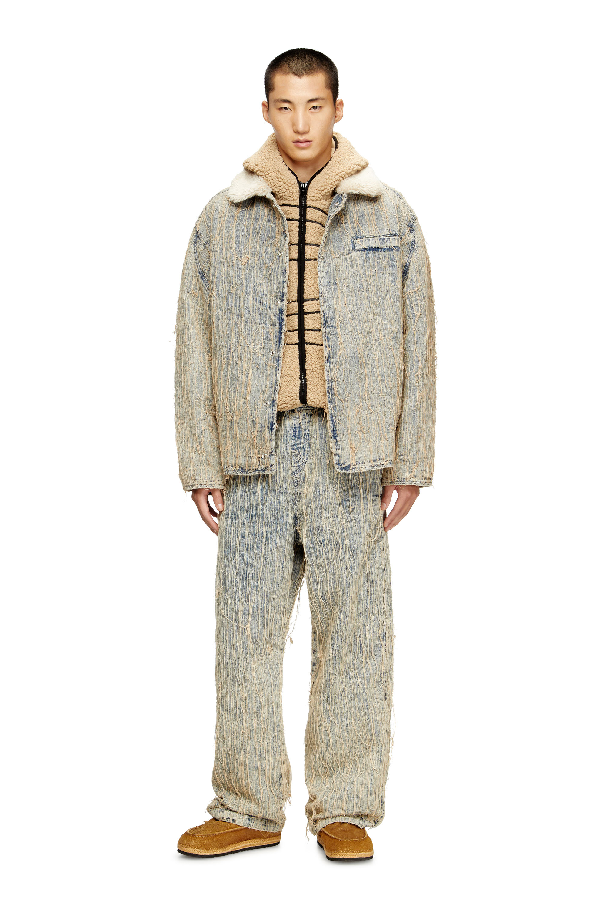 Diesel - D-IVAR-S, Veste en denim jacquard à fils flottants Homme in Bleu - 2