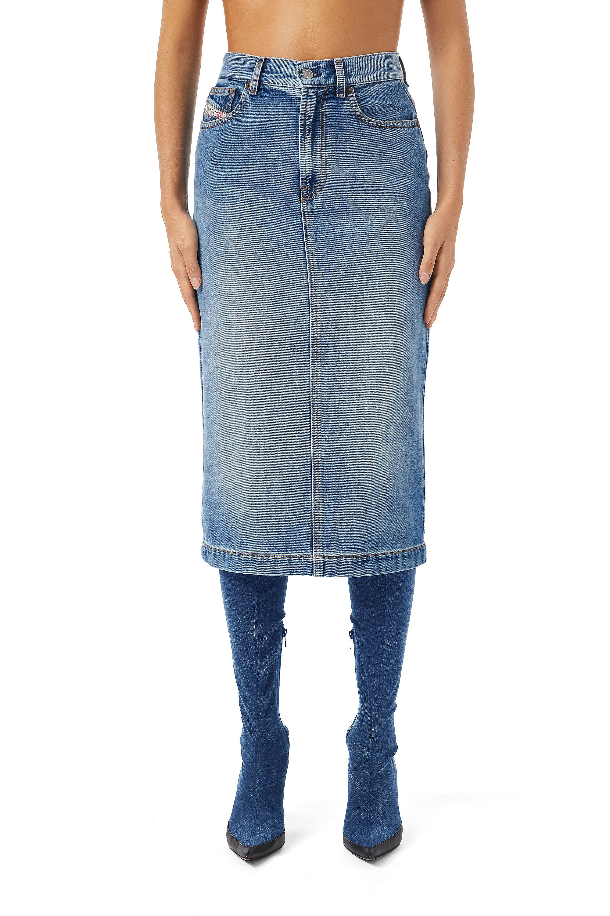 Diesel - DE-RONNY PENCIL SKIRT, Bleu moyen - Image 1