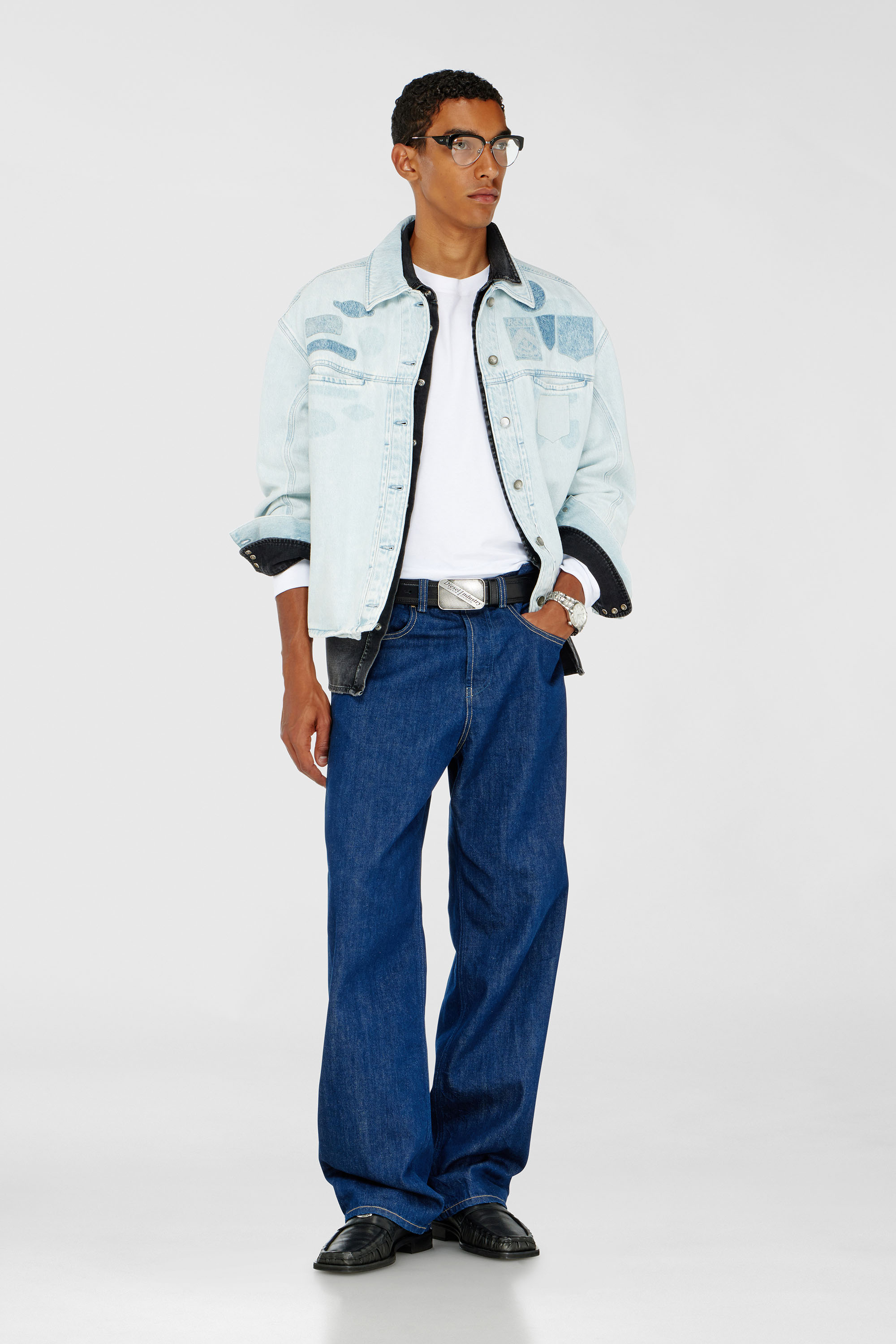 Diesel - D-RYMAVO-S, Chemise en denim effet patch Mixte in Bleu - 1