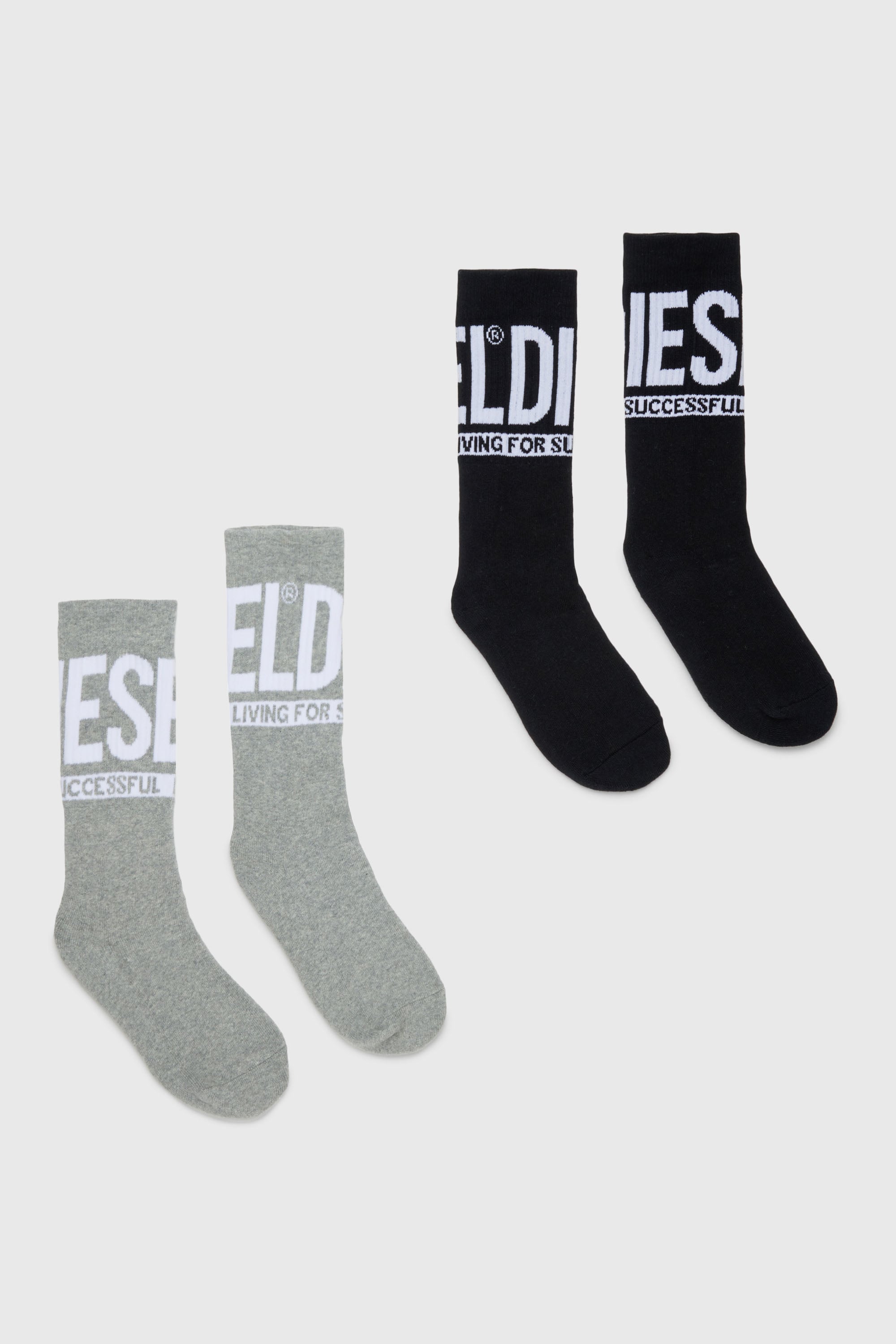 Diesel - SKM-ZRAYBIPACK, Lot de deux paires de chaussettes avec logo Homme in Noir - 1