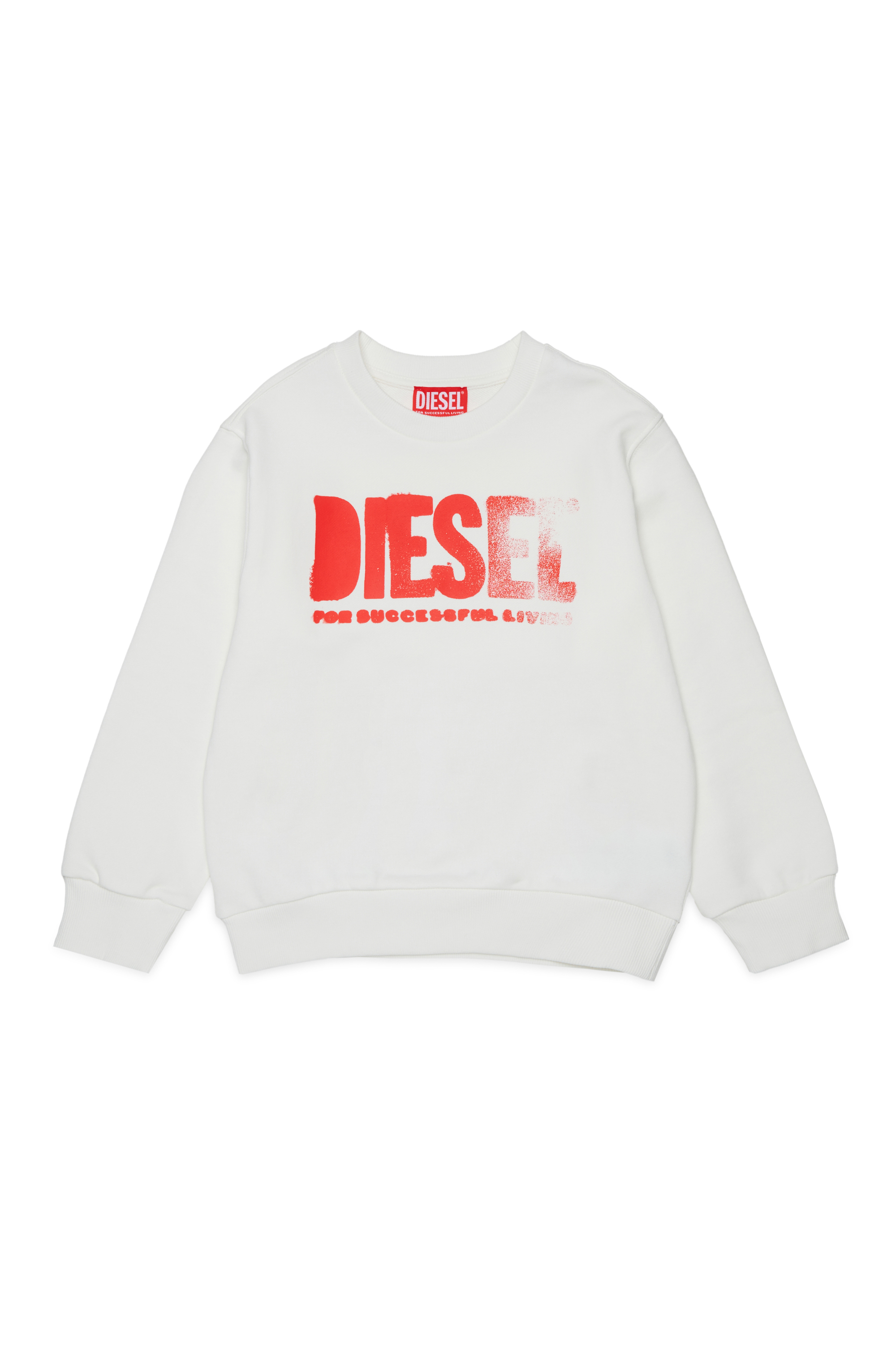 Diesel - SIDER OVER, Sweatshirt &agrave; col rond avec maxi logo Diesel imprim&eacute; Homme in Blanc - 1