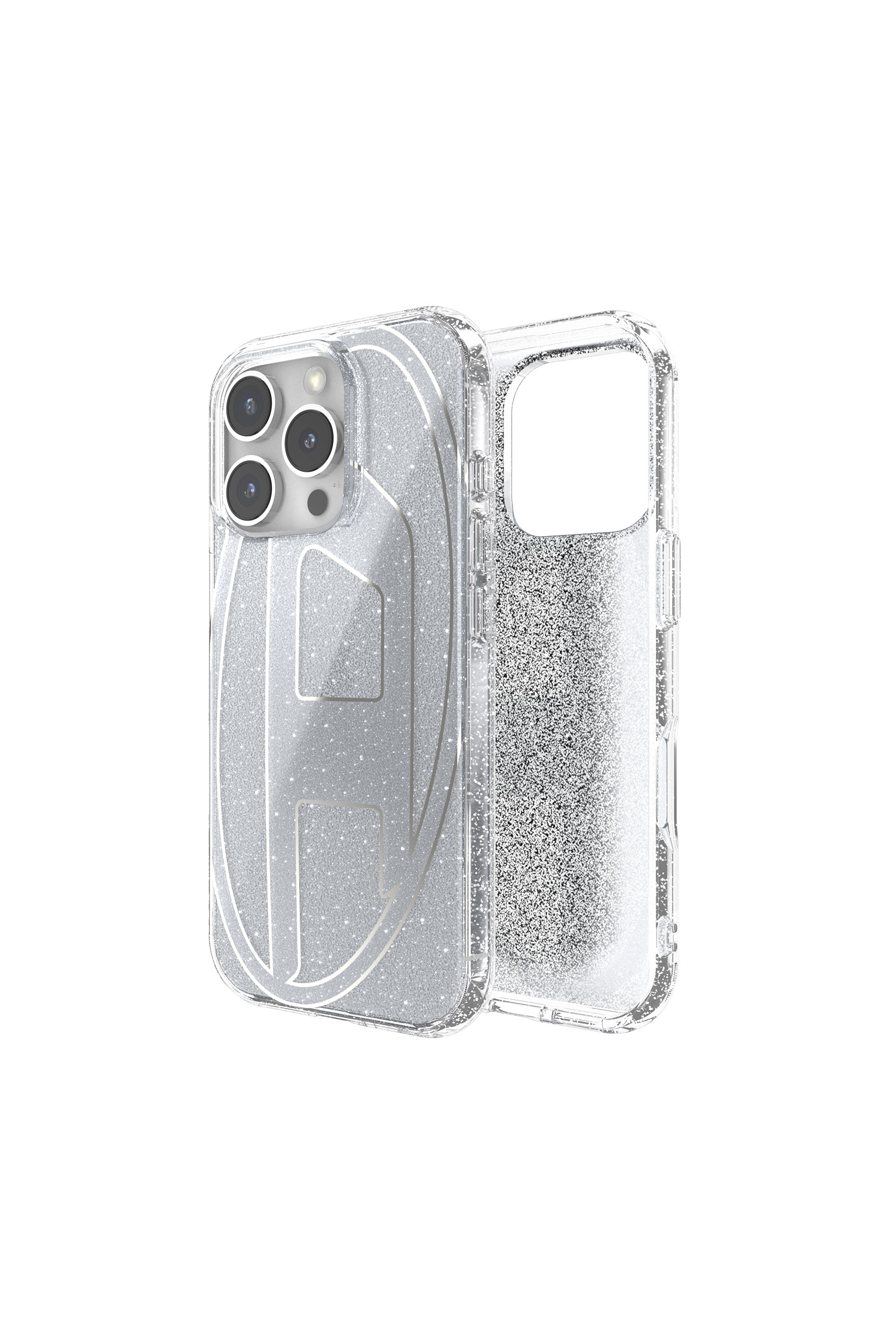 Diesel - 60152 AOP CASE, Coque pailletée pour l'iP 16 Pro Mixte in Gris argenté - 1