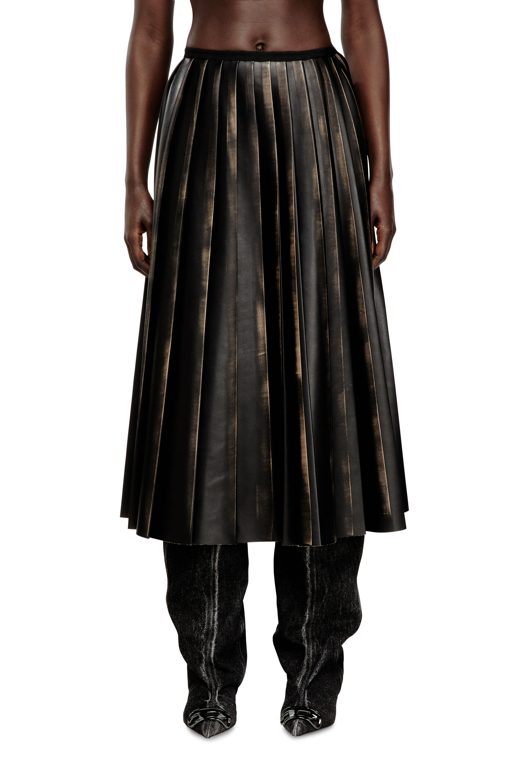 Diesel - O-SAKA, Jupe à demi-longueur plissée effet usé Femme in ToBeDefined - 1