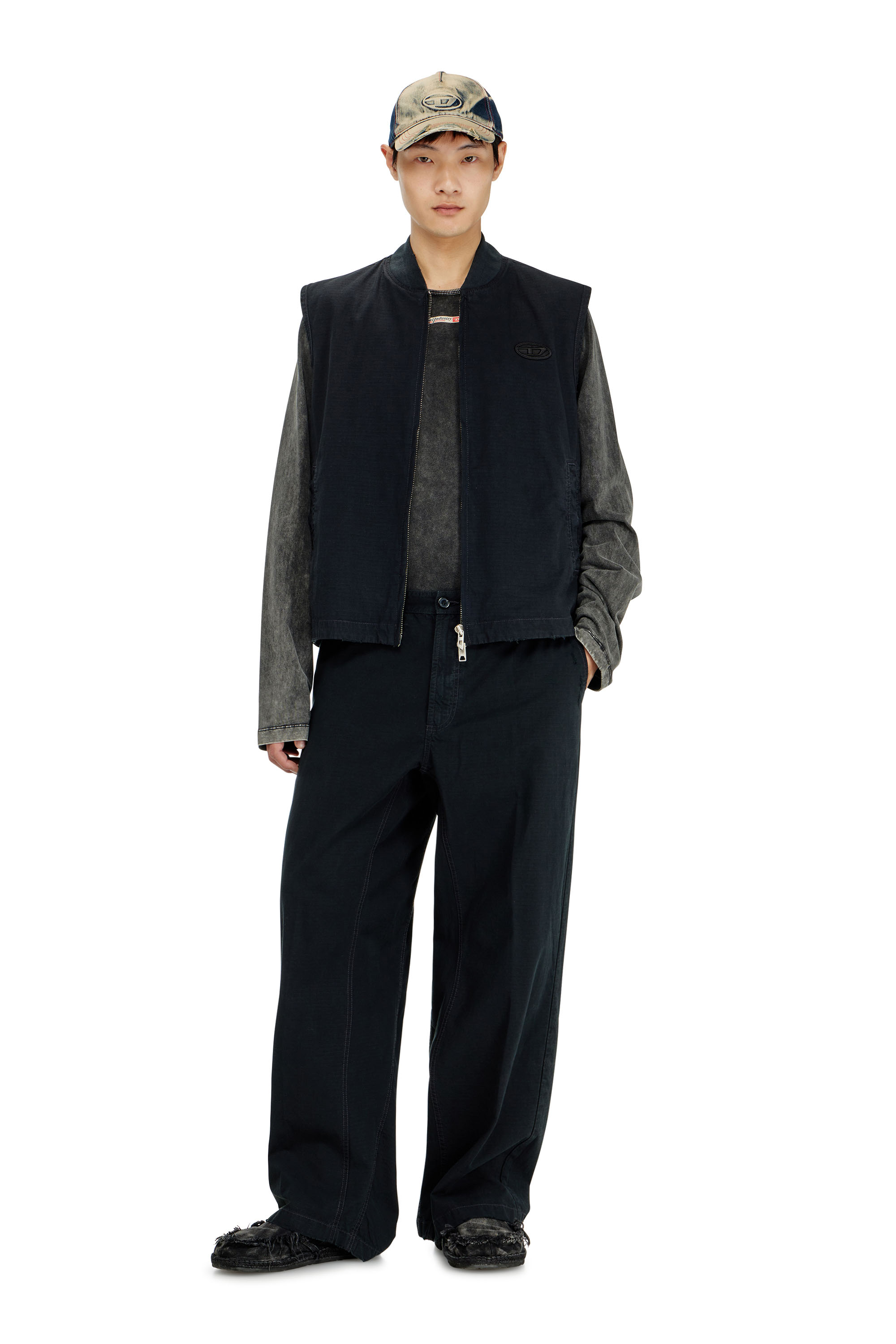 Diesel - P-BALL, Pantalon en ripstop de coton avec boucles lat&eacute;rales Homme in ToBeDefined - 1