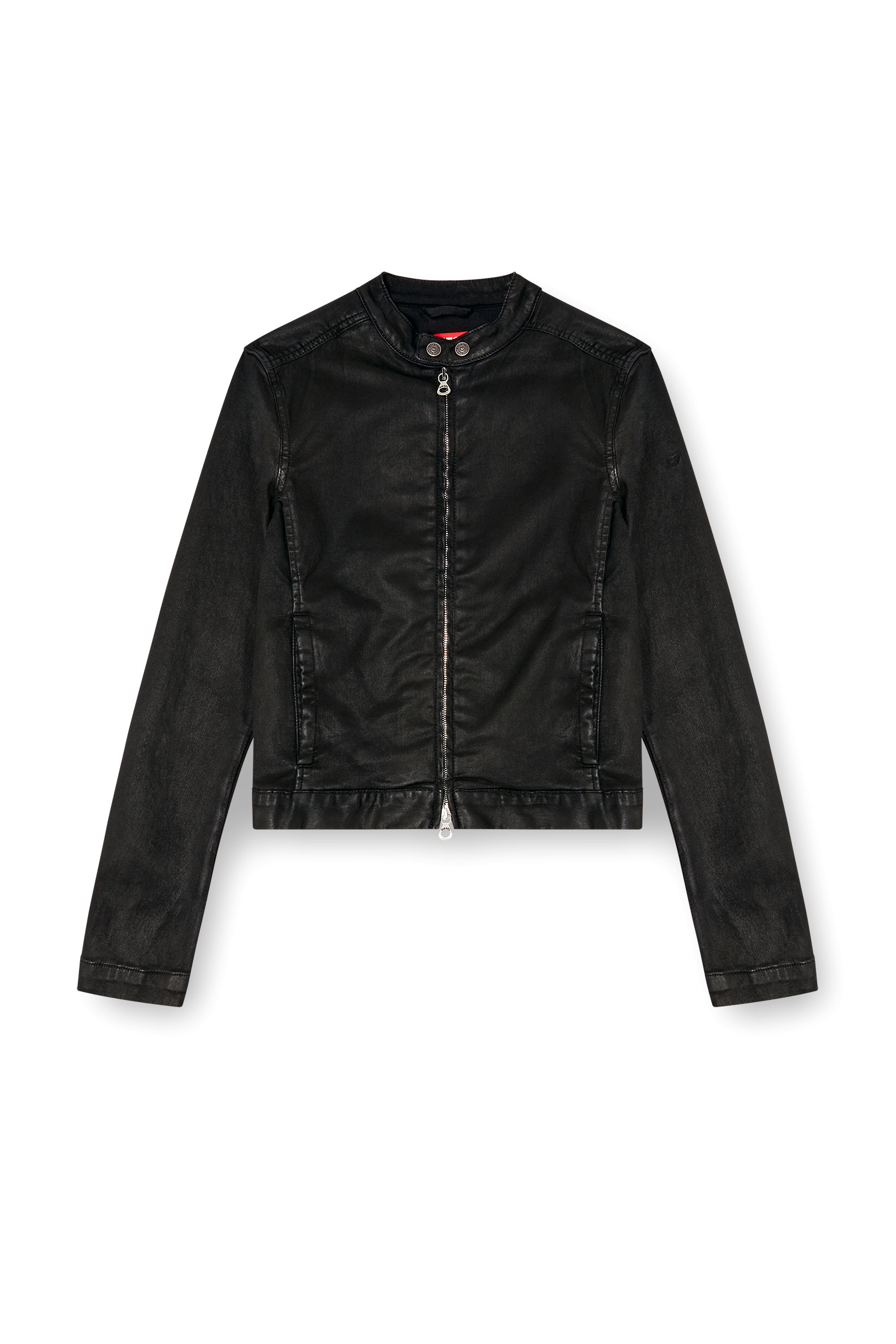 Diesel - DE-MORNIN JOGG, Veste biker en denim enduit Femme in Noir - 3