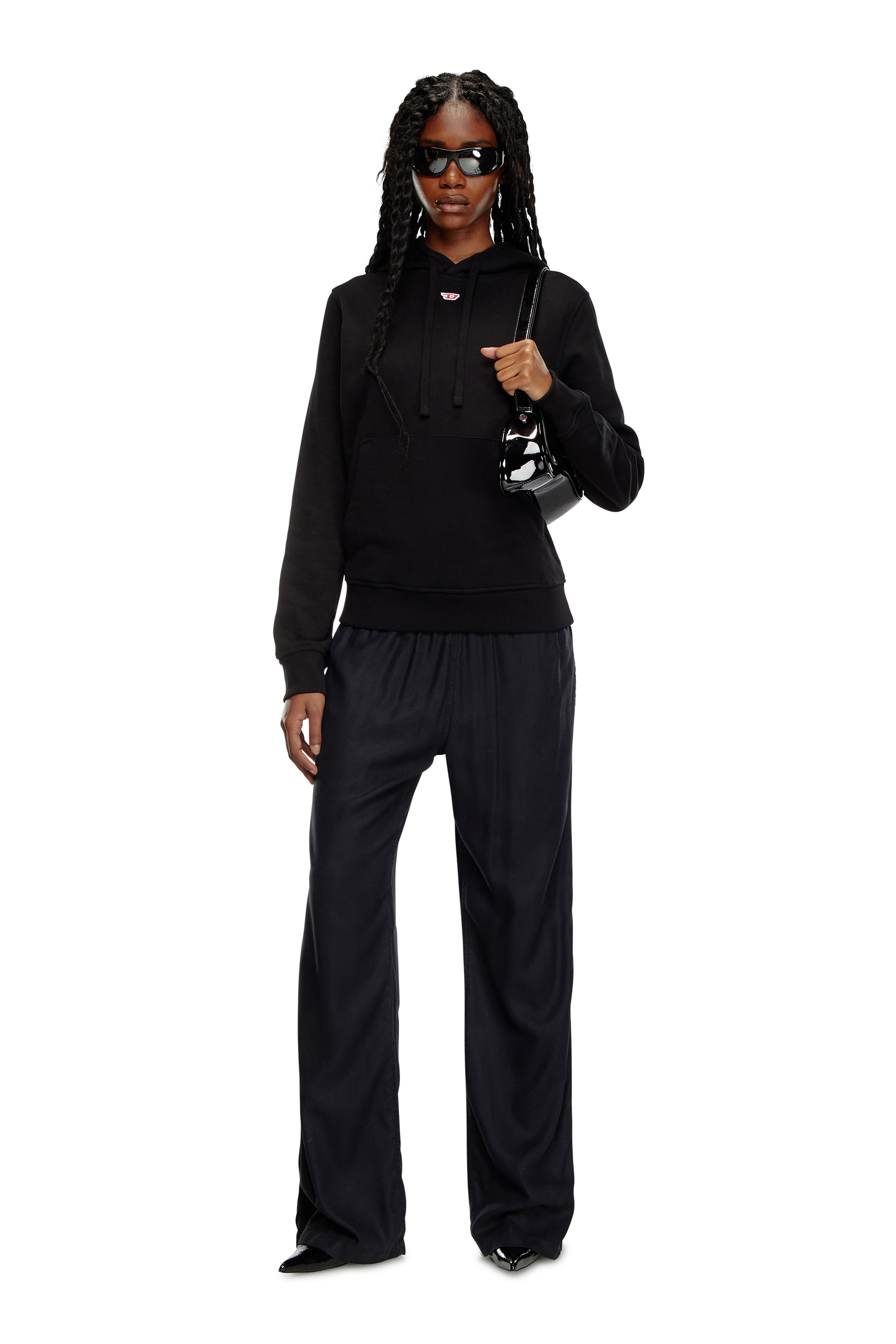 Diesel - S-GINN-HOOD-D, Sweat-shirt à capuche avec empiècement D brodé Femme in Noir - 1