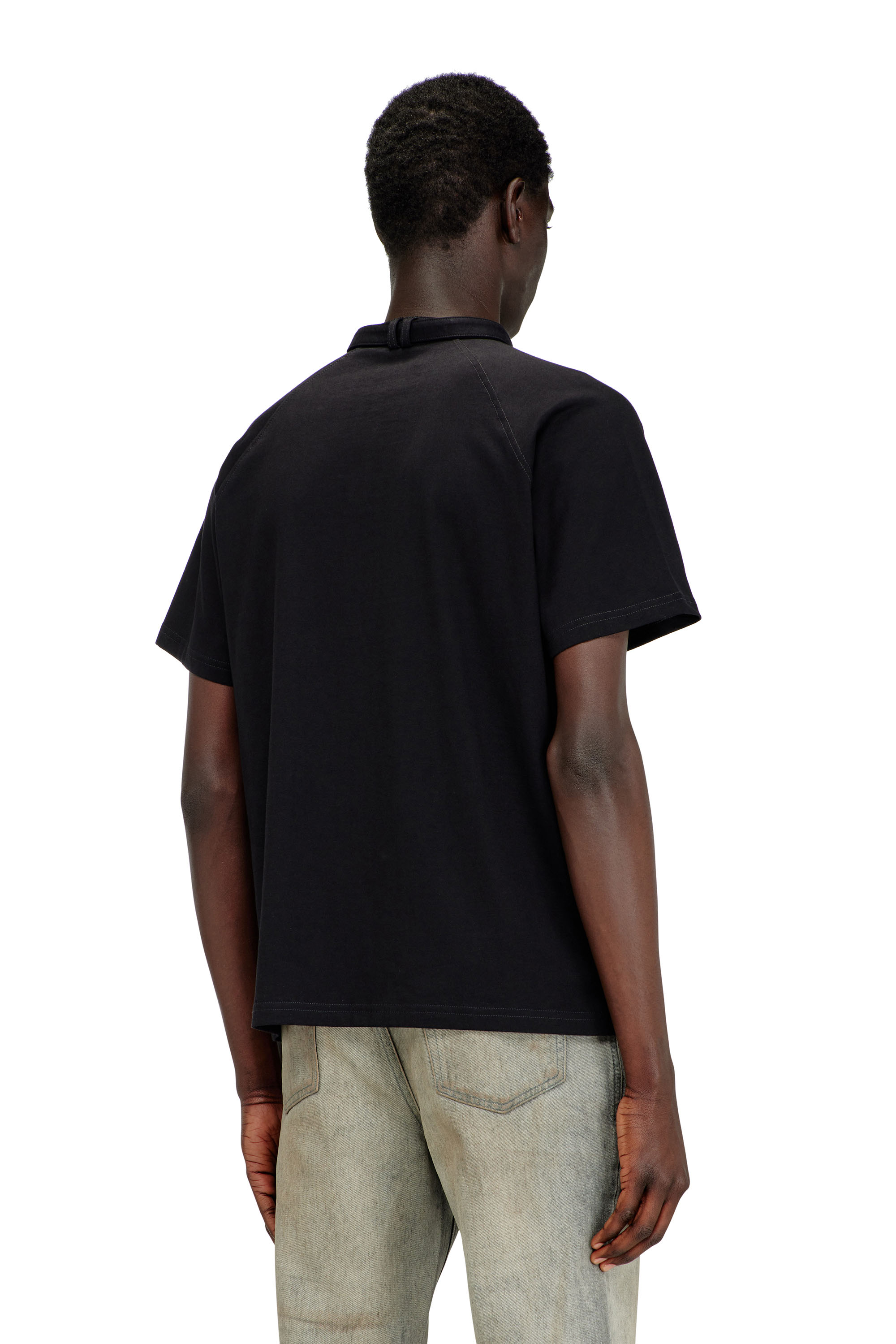 Diesel - T-KAUKO, T-shirt avec bride d'encolure motard Homme in Noir - 4