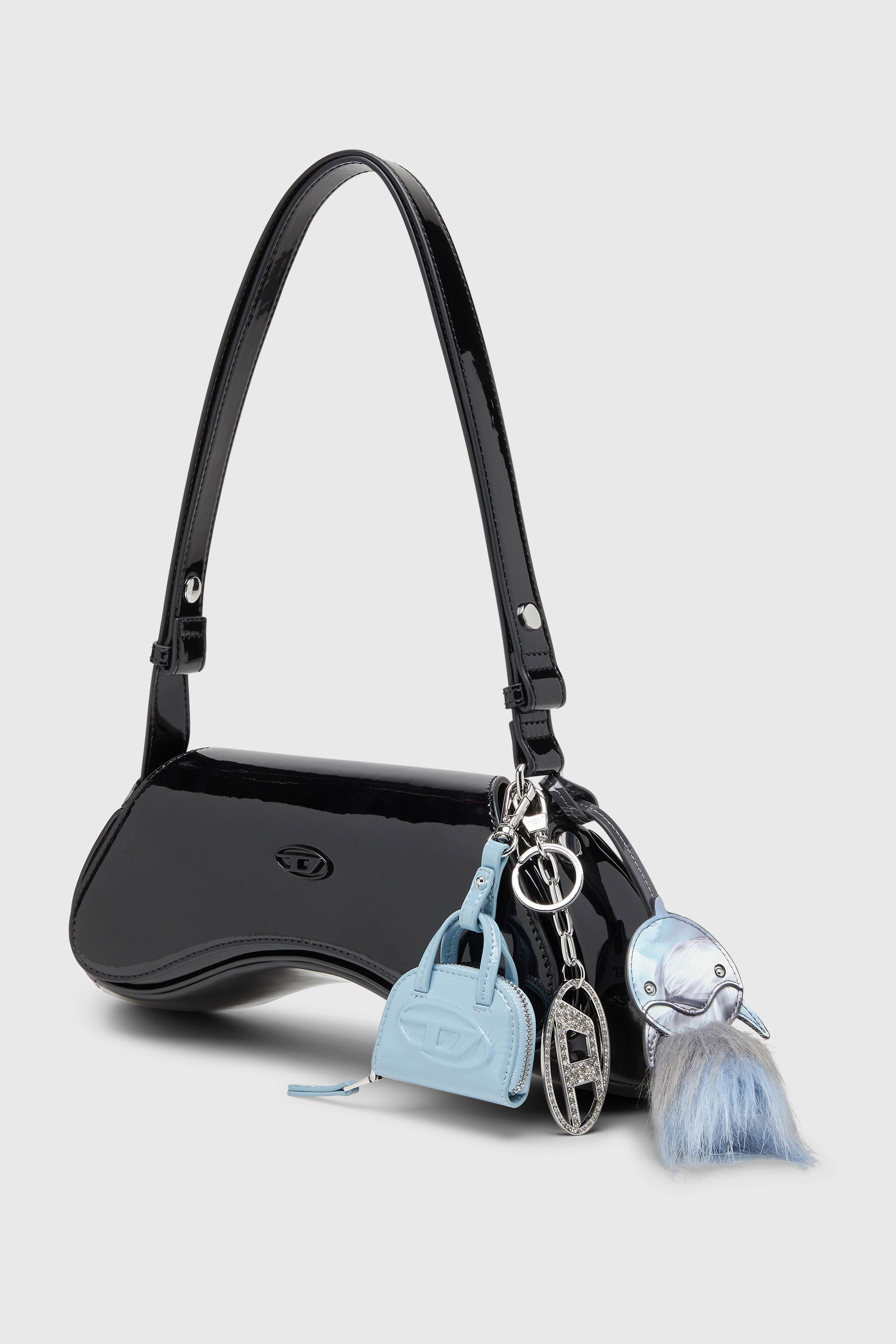 Diesel - HOLY-C, Porte-cl&eacute;s Oval D en m&eacute;tal avec cristaux Femme in Gris argent&eacute; - 2