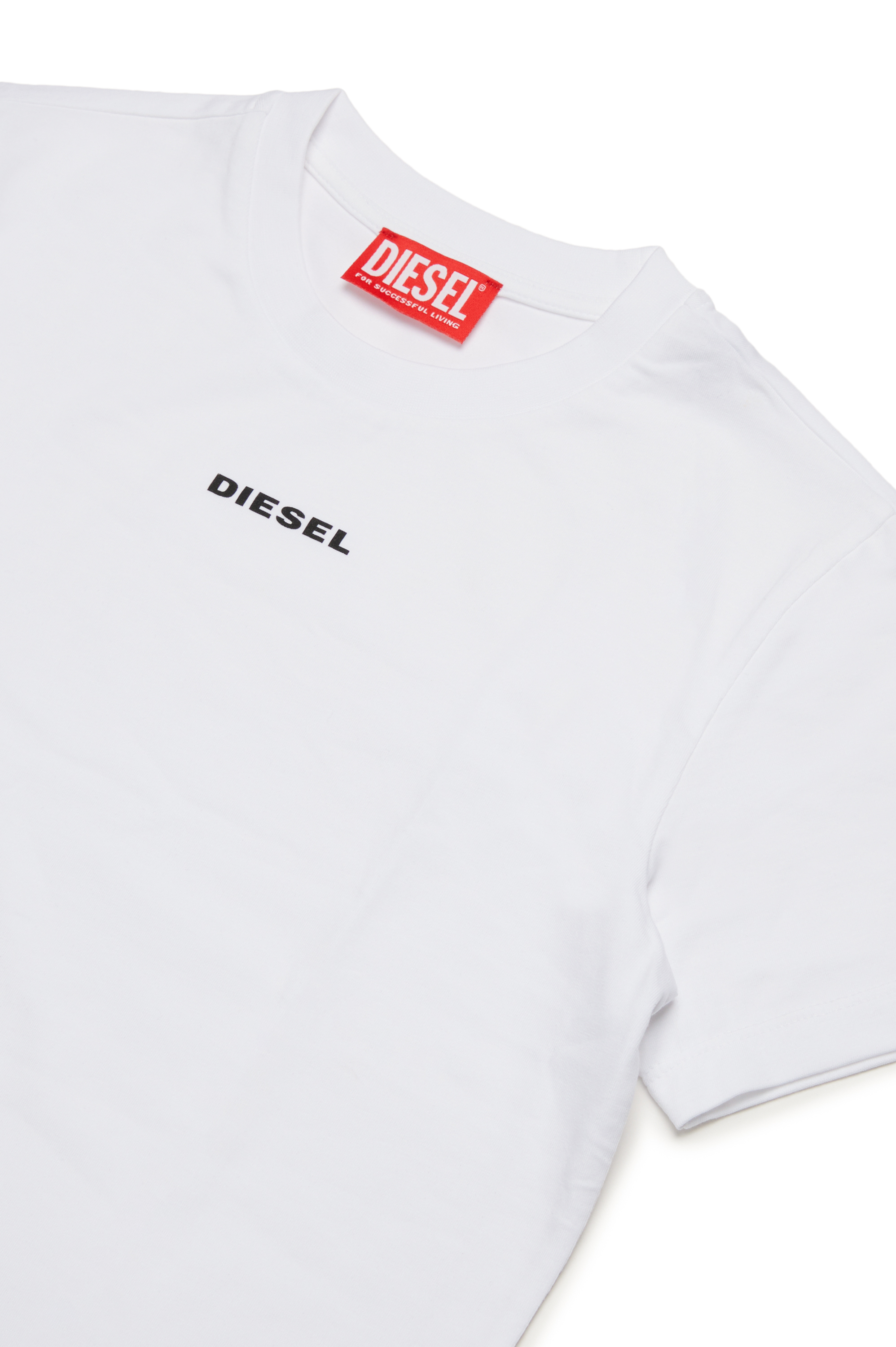 Diesel - UTATOR, T-shirt en coton stretch avec lettrage Homme in Blanc - 3