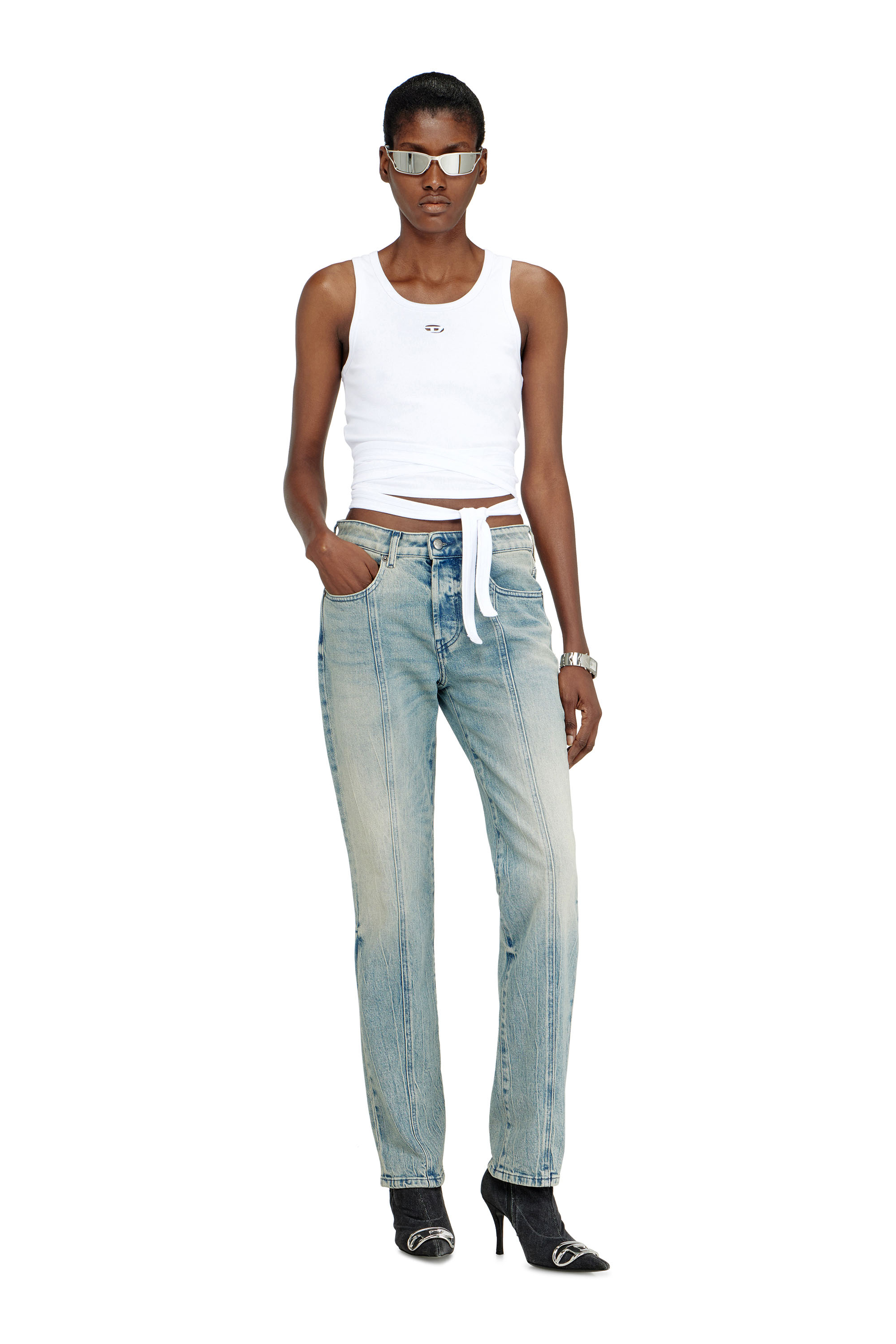 Diesel - T-ANKY-TAIL-S1, Woman's Crop top with wrap-around design in White - 1