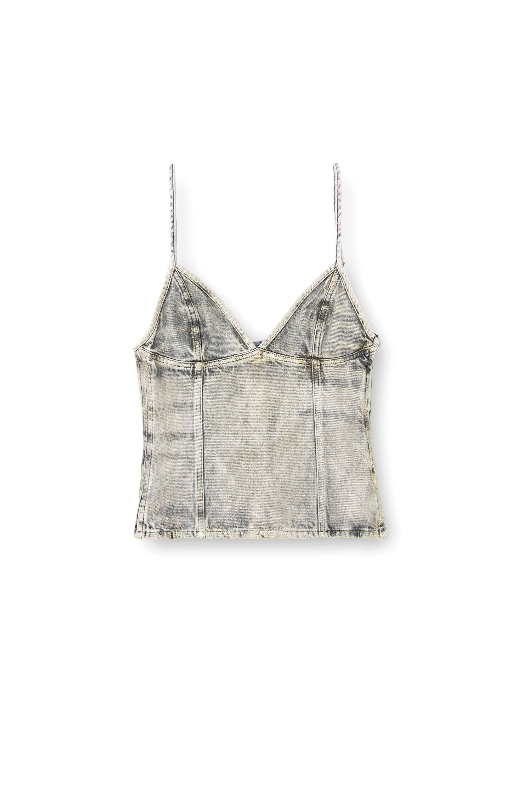 Diesel - DE-FULSY-S, Top en denim enduit brillant Femme in Gris - 3