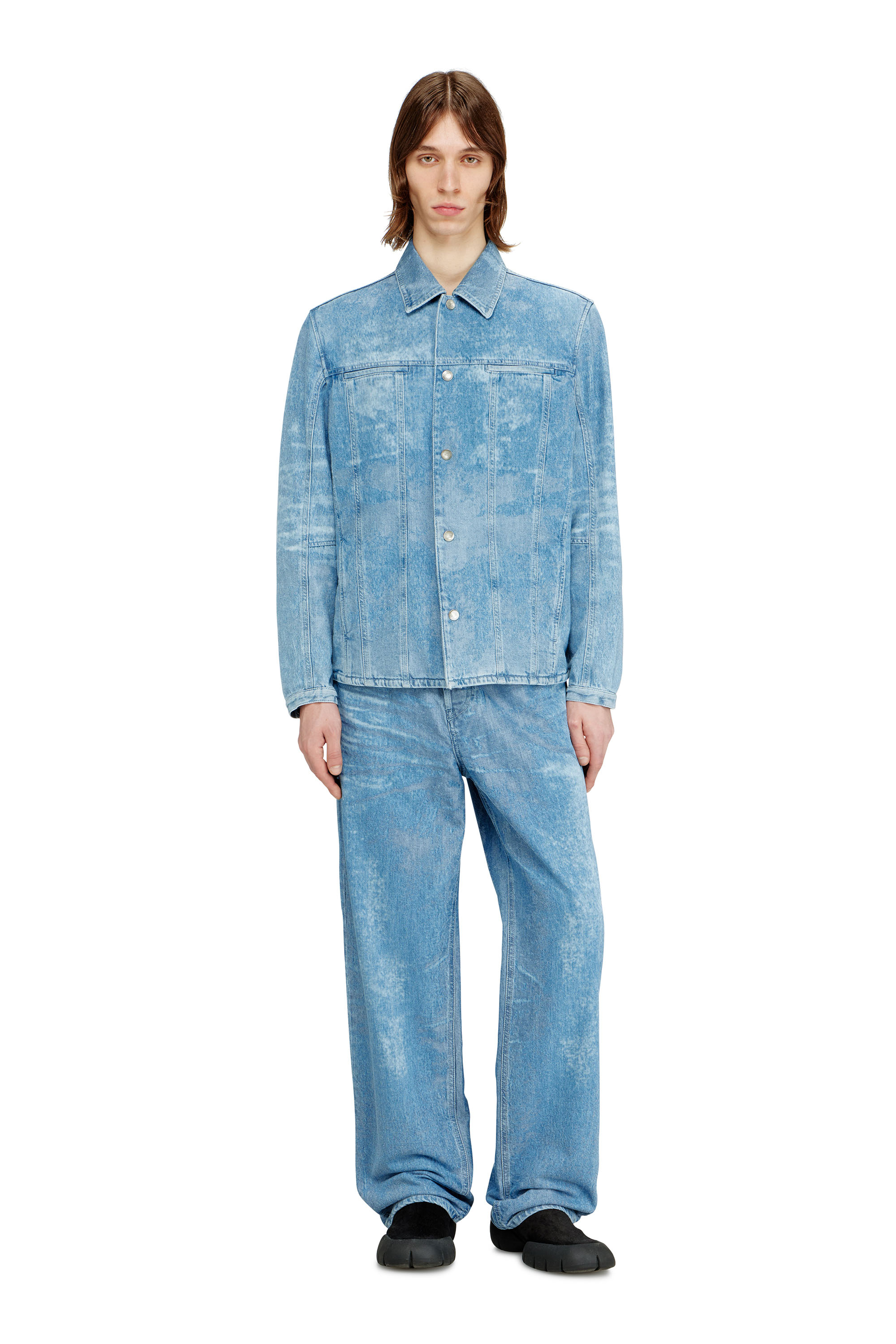 Diesel - D-SERON-FSI, Man's Jacket in satin denim in Light Blue - 2