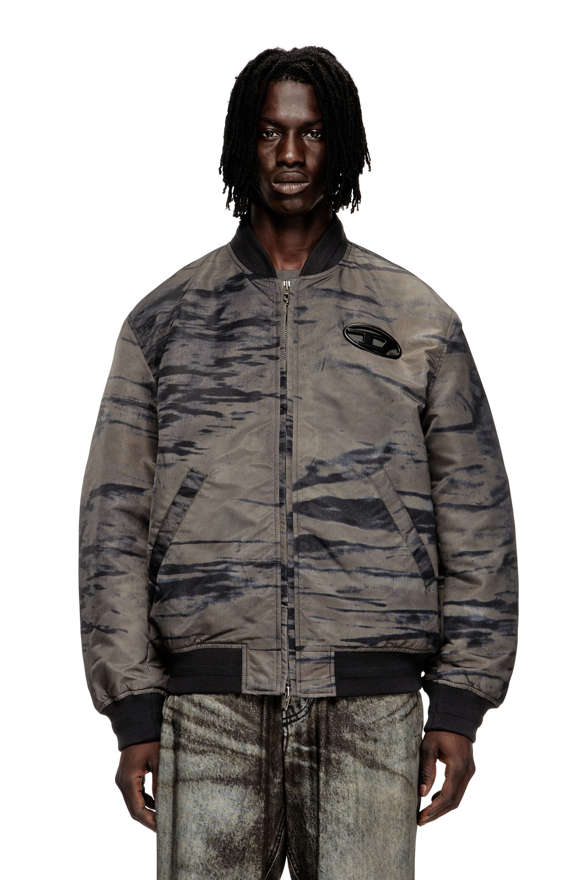 Diesel - J-KEPES-DLBZ, Bomber matelassé en satin imprimé Homme in Polychrome - 1