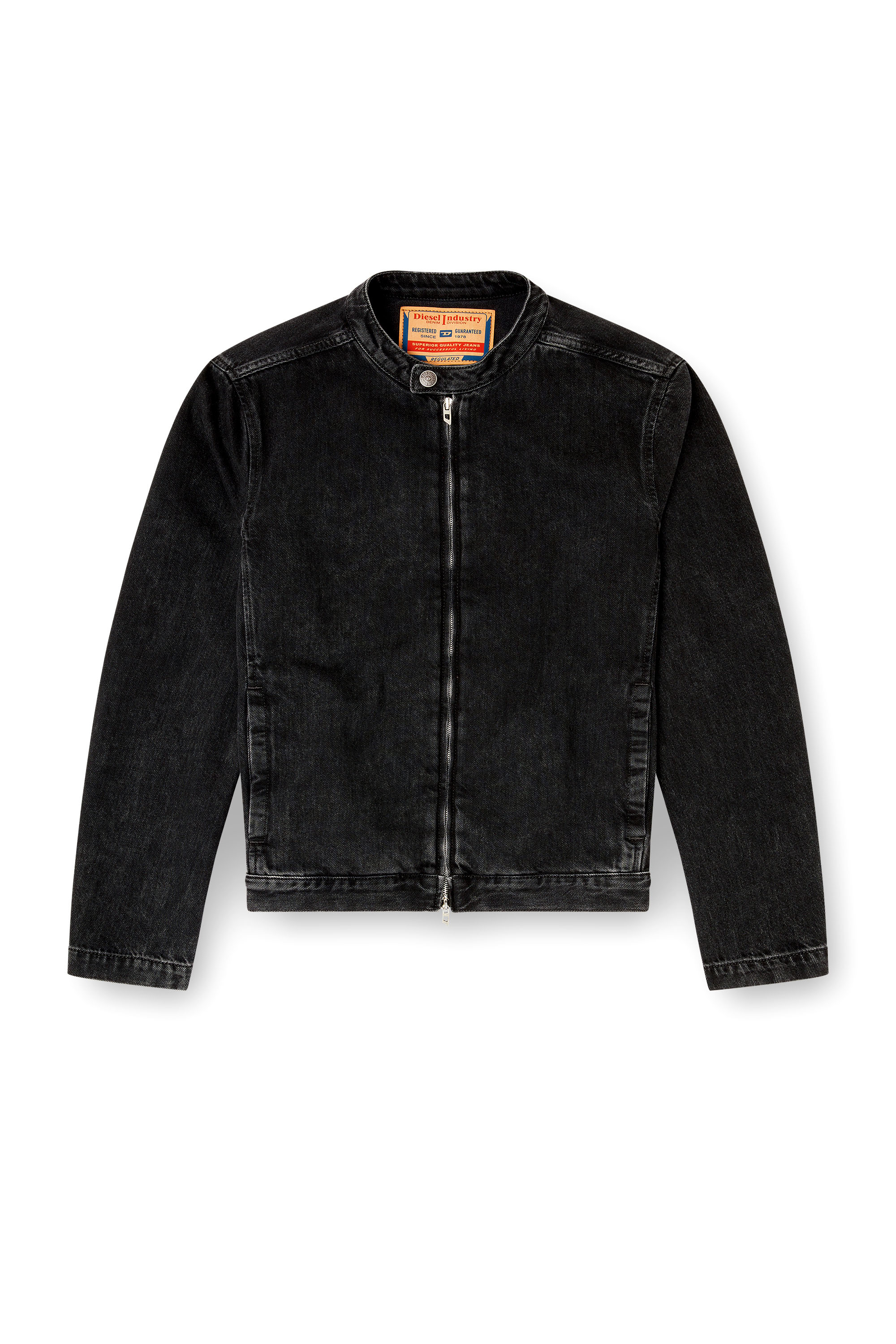 Diesel - D-GLORY, Blouson moto en denim lav&eacute; propre Homme in Noir - 3