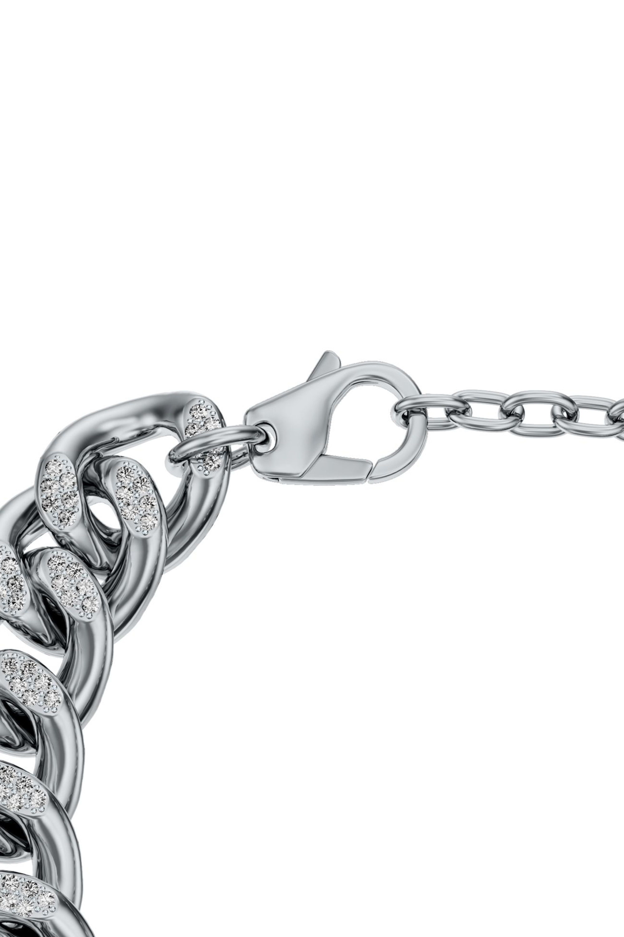Diesel - DX1707040 JEWELLERY, Bracelet cha&icirc;ne en acier inoxydable oval D avec glitz Mixte in Gris argent&eacute; - 3