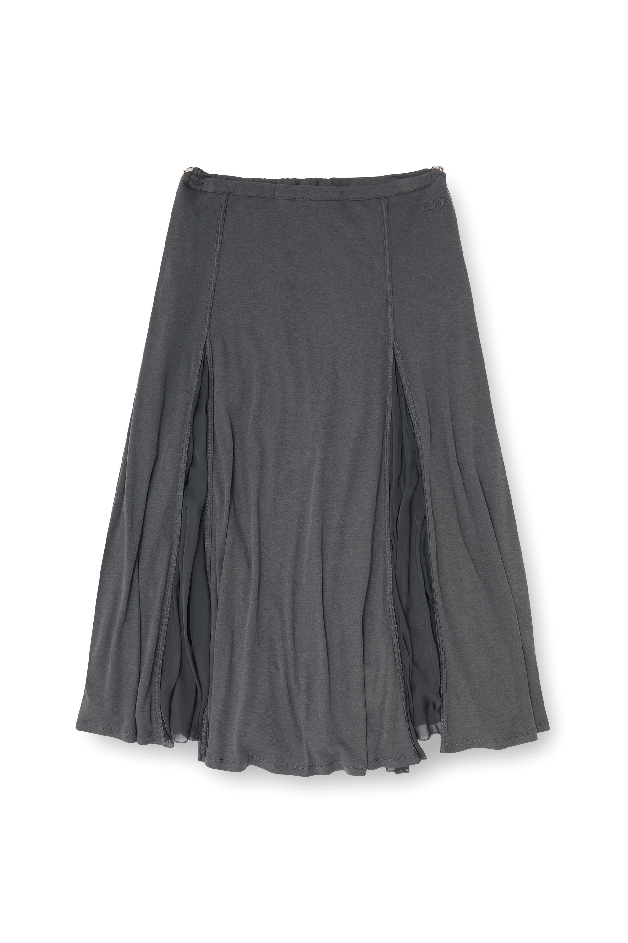 Diesel - O-LONGREI, Jupe midi en jersey c&ocirc;tel&eacute; et chiffon Femme in ToBeDefined - 2