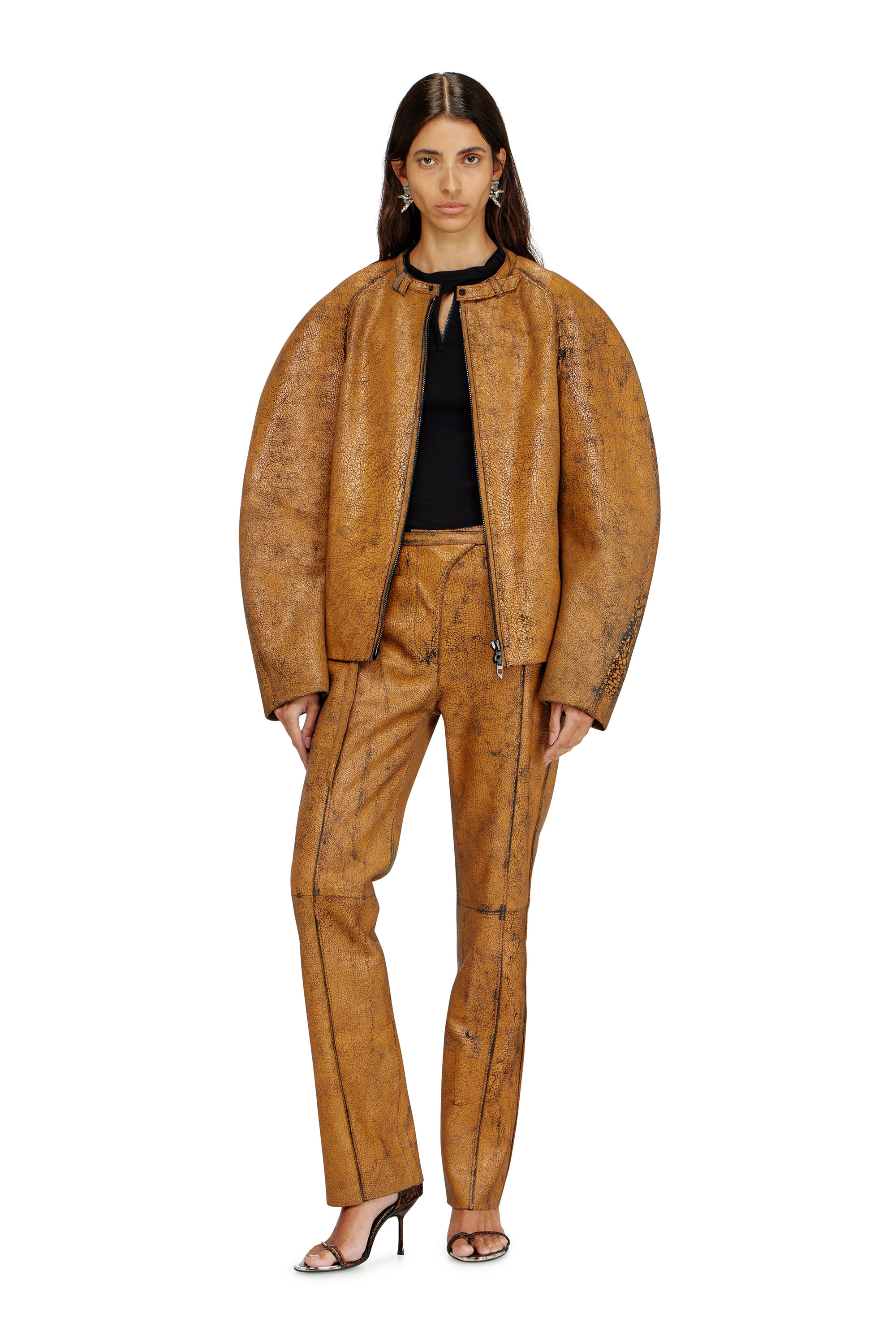 Diesel - T-IARAS, Top en jersey c&ocirc;tel&eacute; avec bride biker au cou Femme in Noir - 2