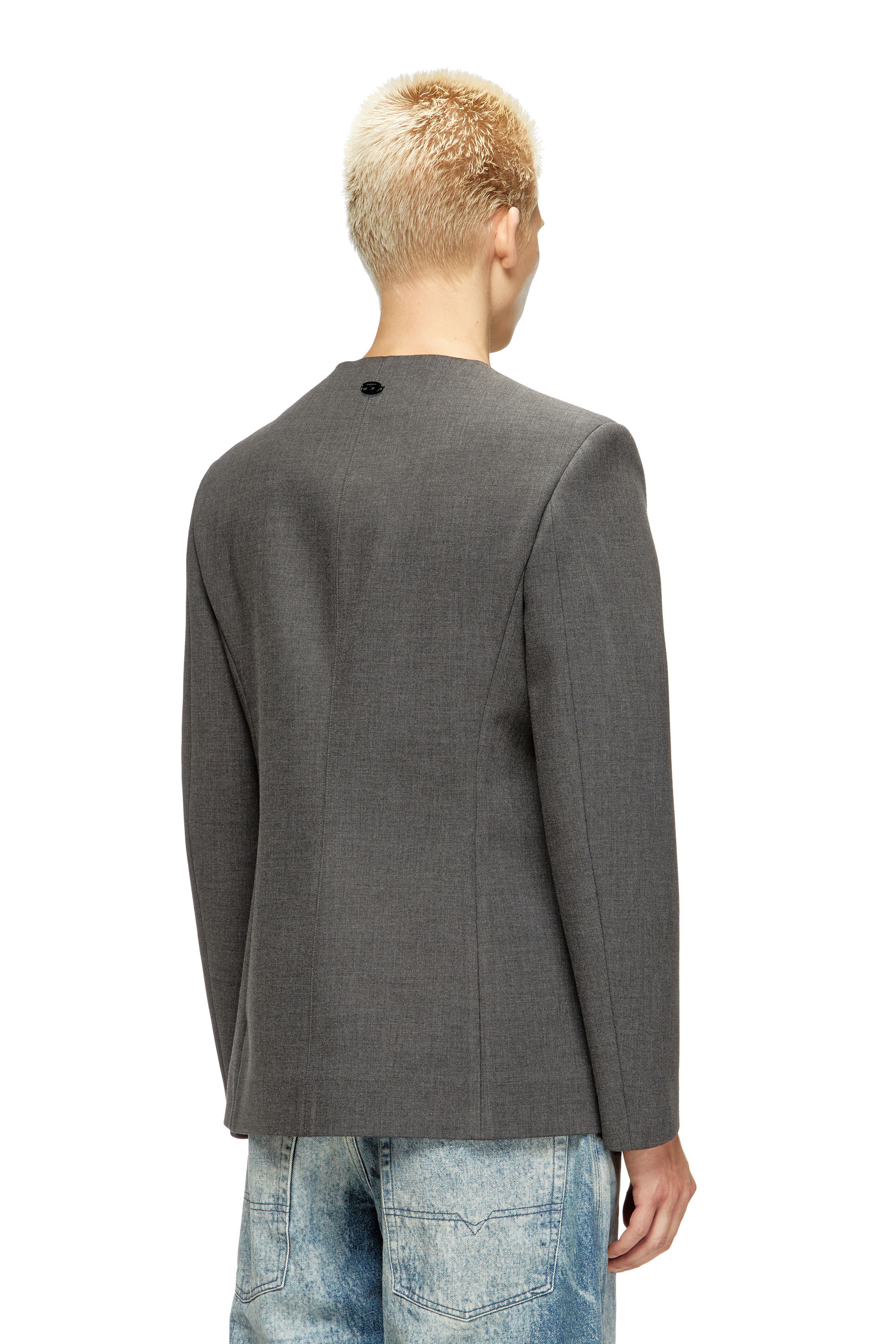 Diesel - J-CESAR-NEO, Veste sans col en tissu contrecollé néoprène Homme in Gris - 4
