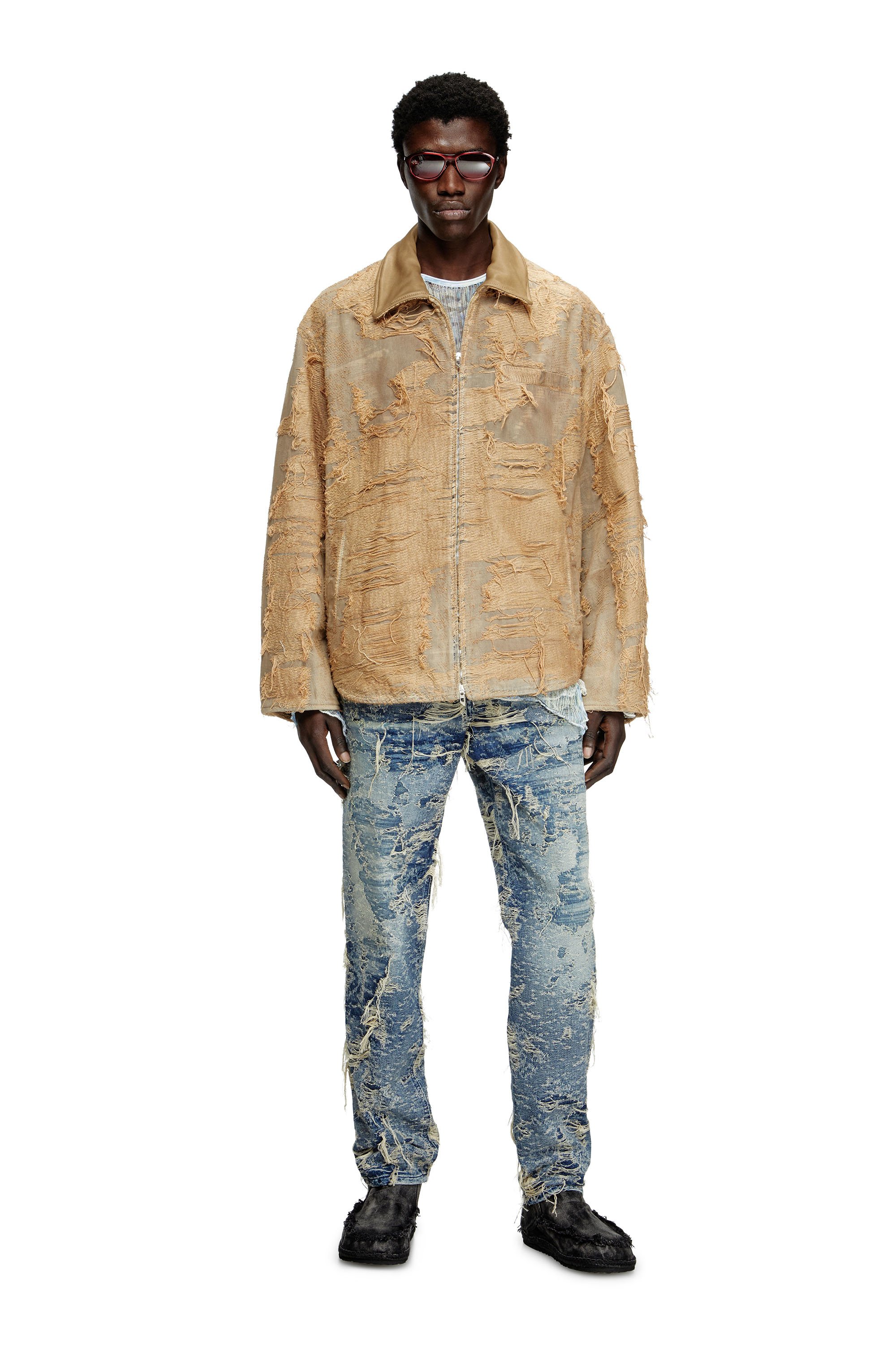 Diesel - D-IVAR-FSG, Veste en denim surteint à fils flottants Homme in Marron - 2