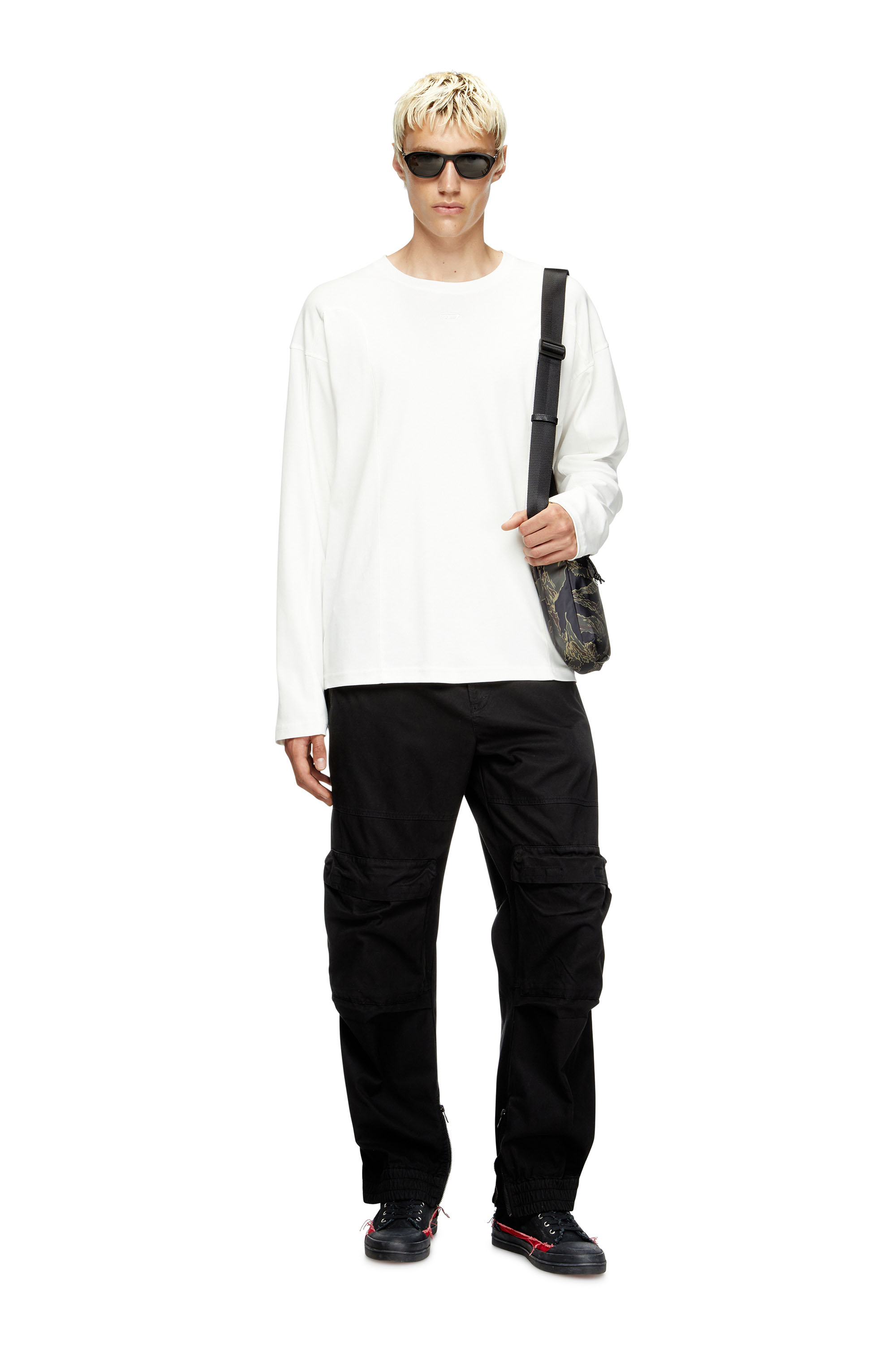 Diesel - T-BOXT-LS-INT, T-shirt à manches longues avec empiècements Homme in Blanc - 2