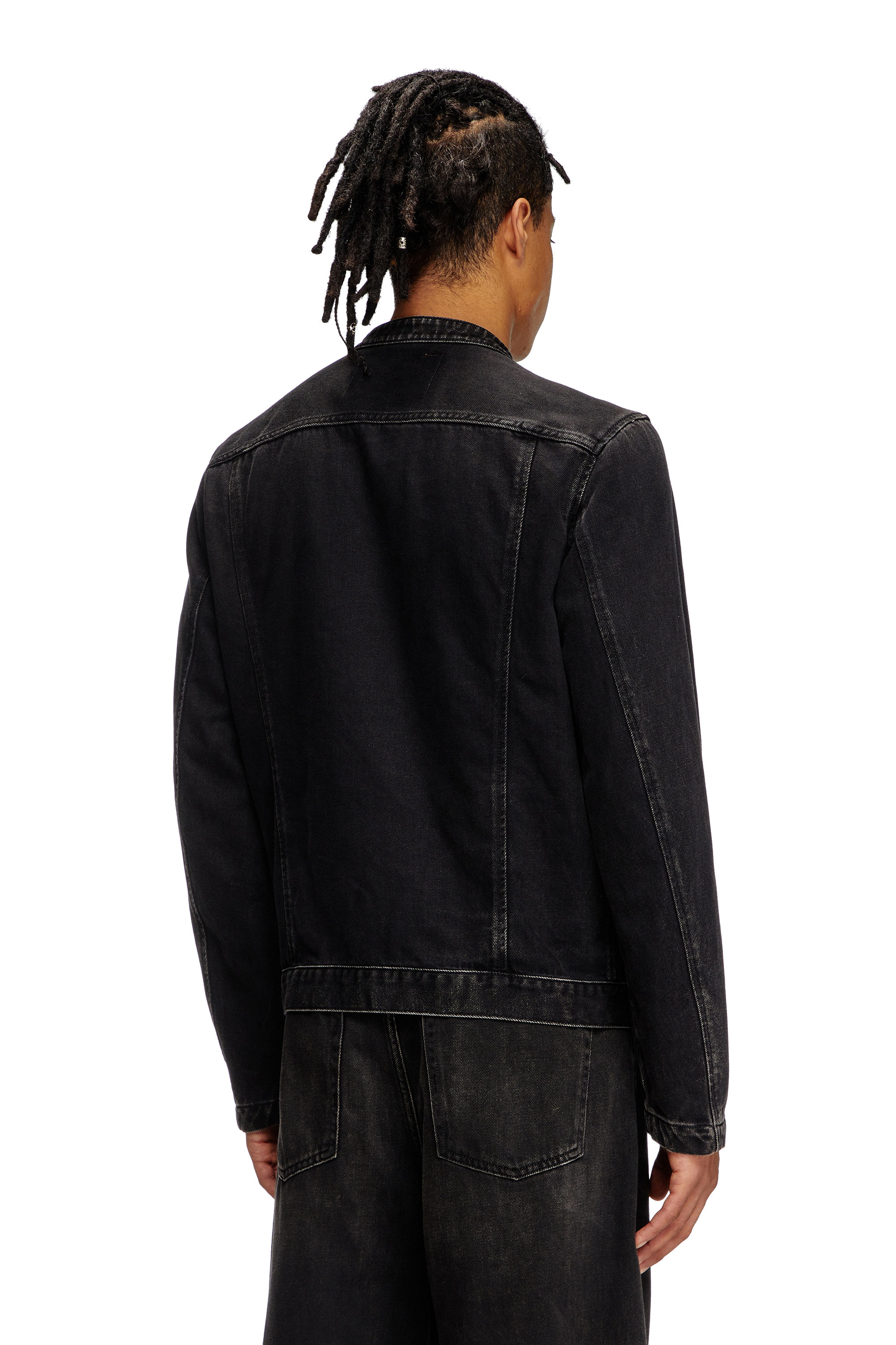 Diesel - D-GLORY, Veste moto en denim délavé Homme in Noir - 4