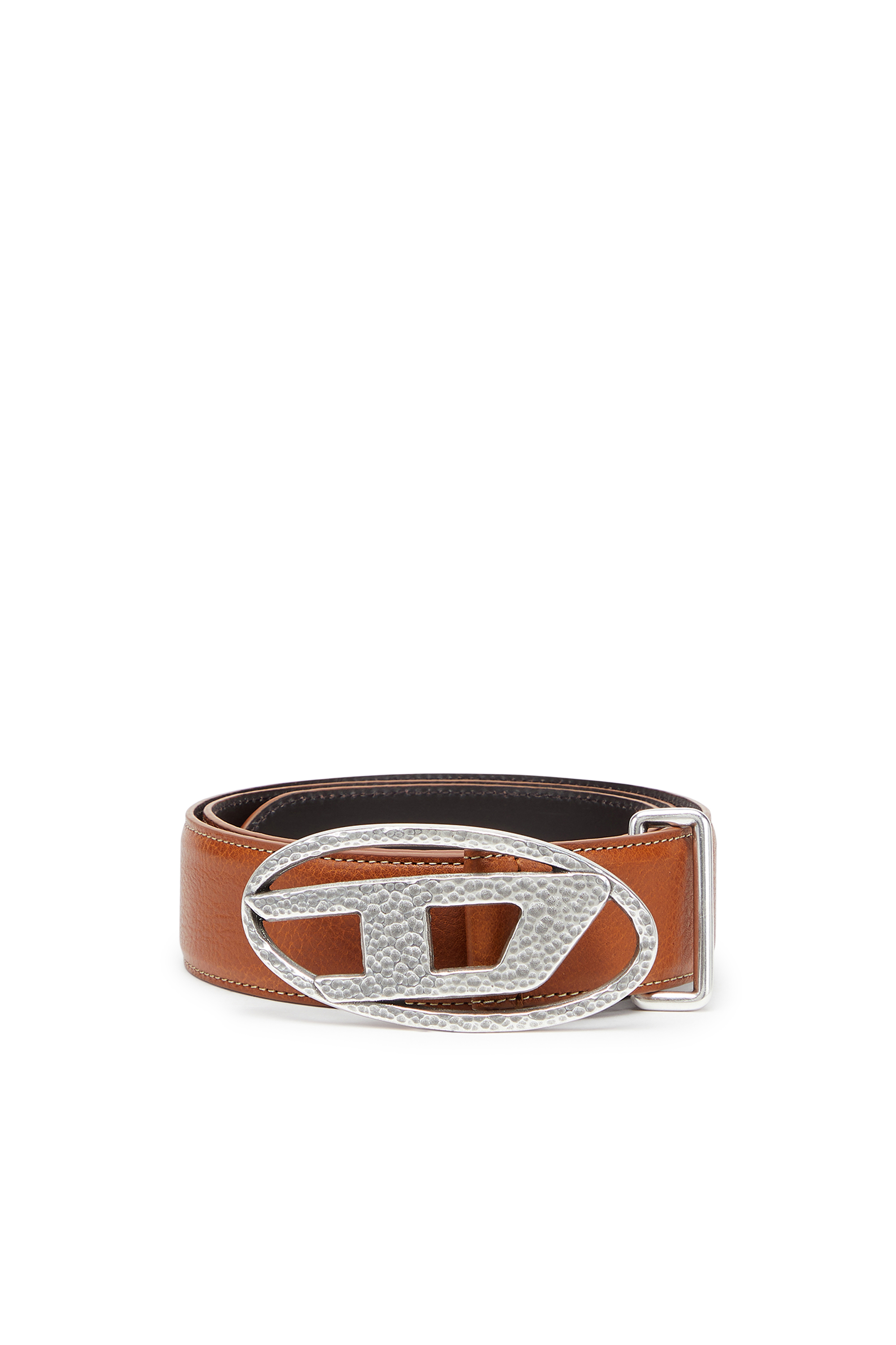 Diesel - B-1DR, 4 cm ceinture en cuir avec boucle Oval D martel&eacute;e Mixte in Marron - 1