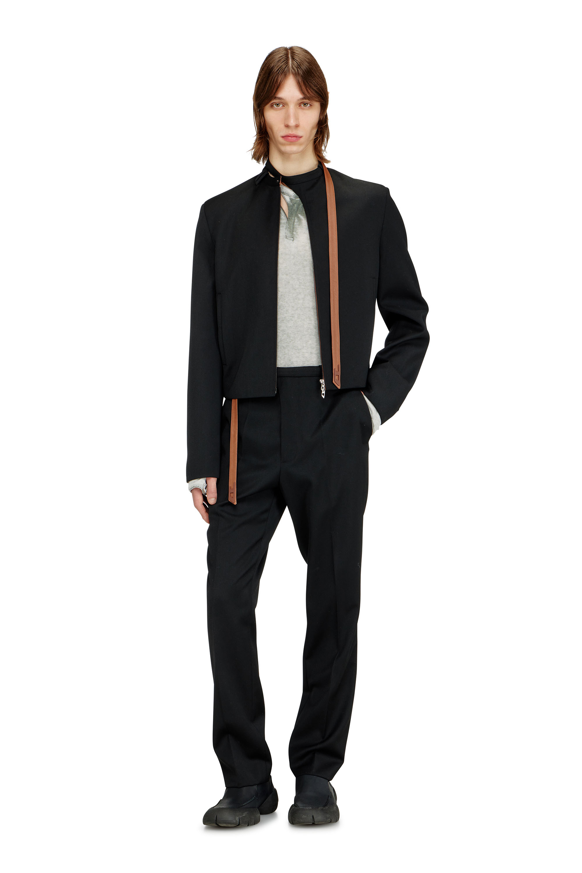 Diesel - J-NURIEL-A, Veste tailleur avec sangle biker au col Homme in Noir - 1