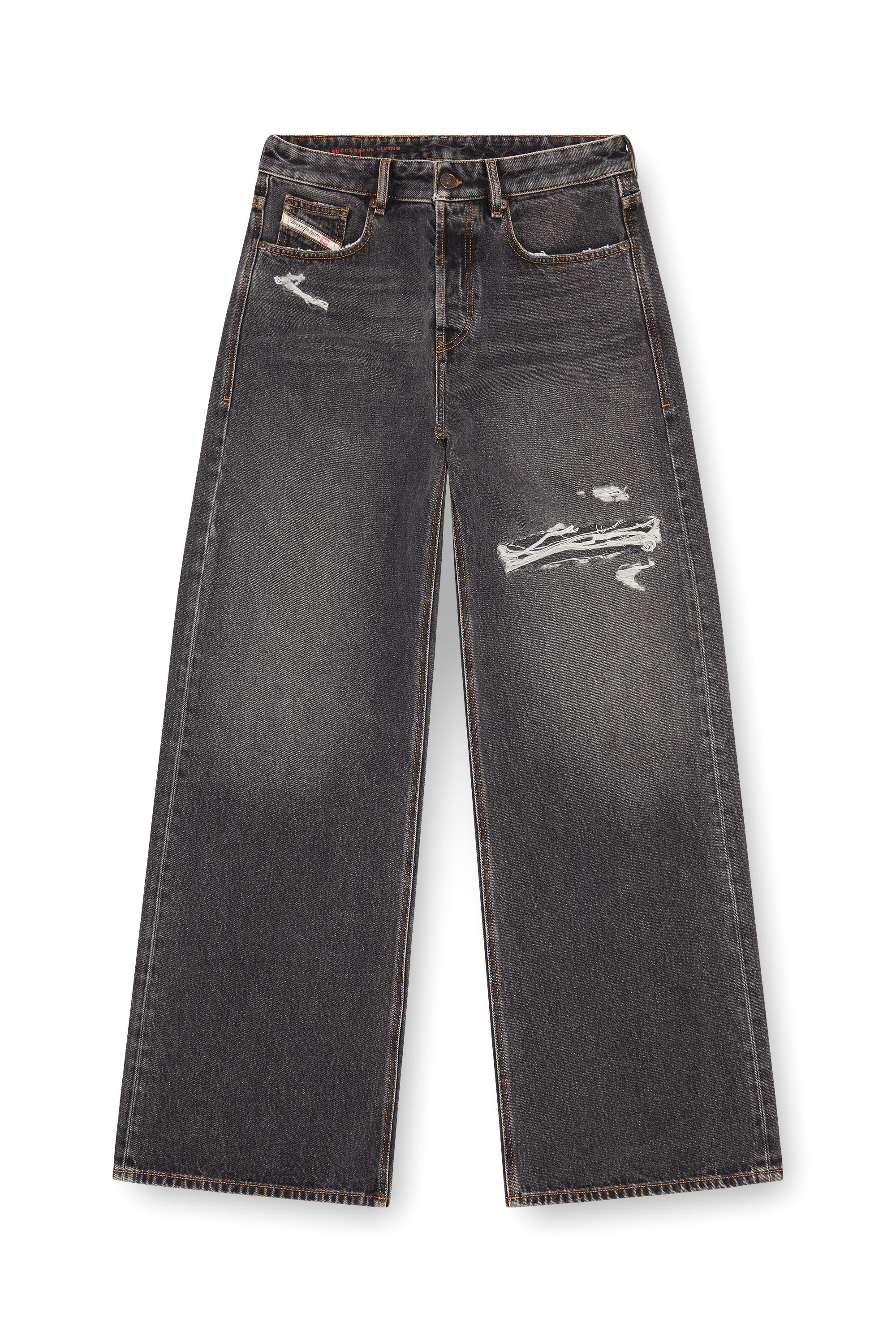 Diesel - Relaxed Jeans D-Rise 007F6 Homme, Noir/Gris foncé - Image 2
