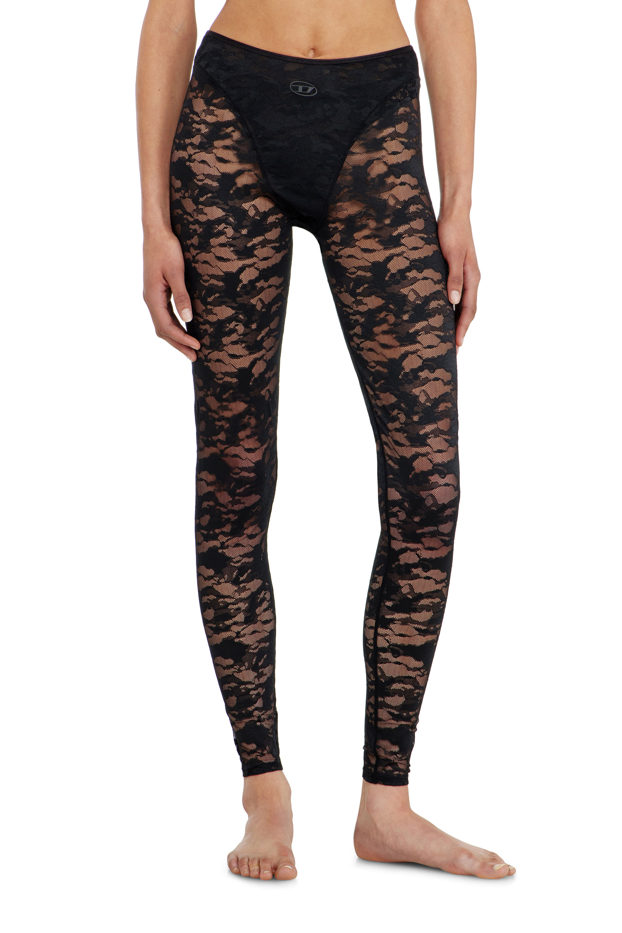 Diesel - HAYLEY-UTLT, Leggings en dentelle nylon camouflage Femme in Noir - 2