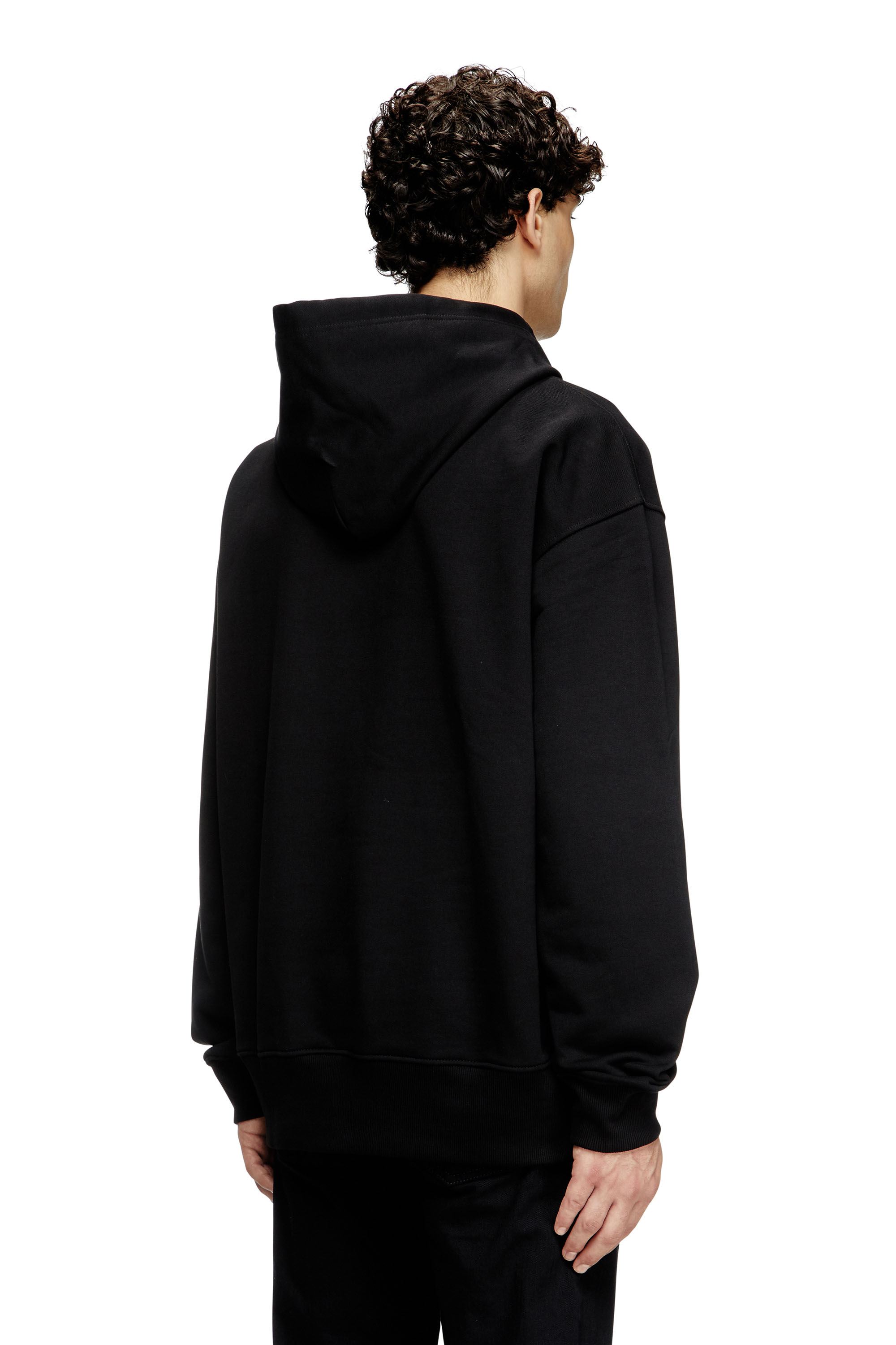 Diesel - S-MACS-HOOD-OD, Sweat-shirt à capuche oversize avec logo métallisé Homme in Noir - 4