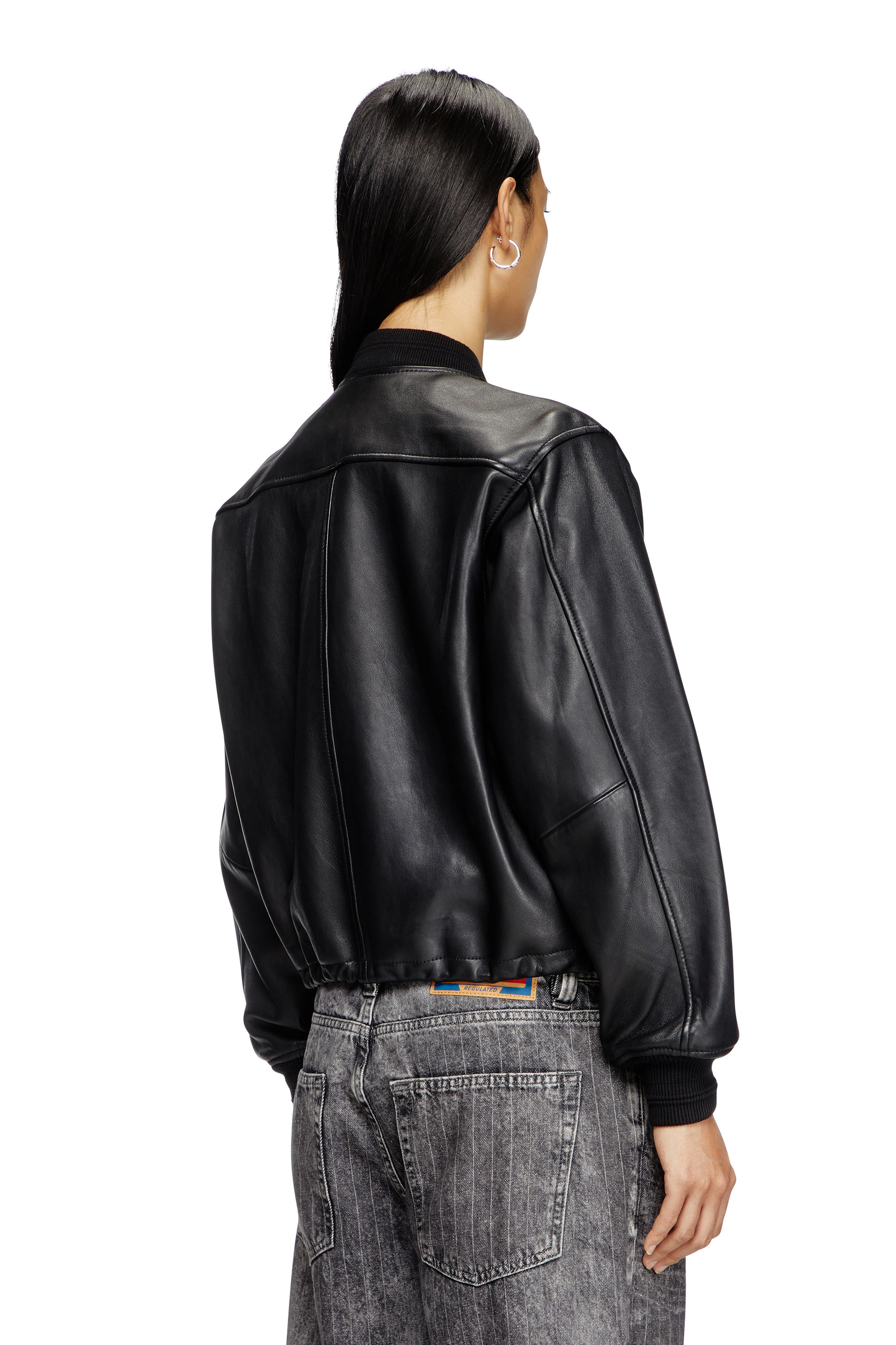 Diesel - L-ILYAN, Veste bomber en cuir Femme in Noir - 4