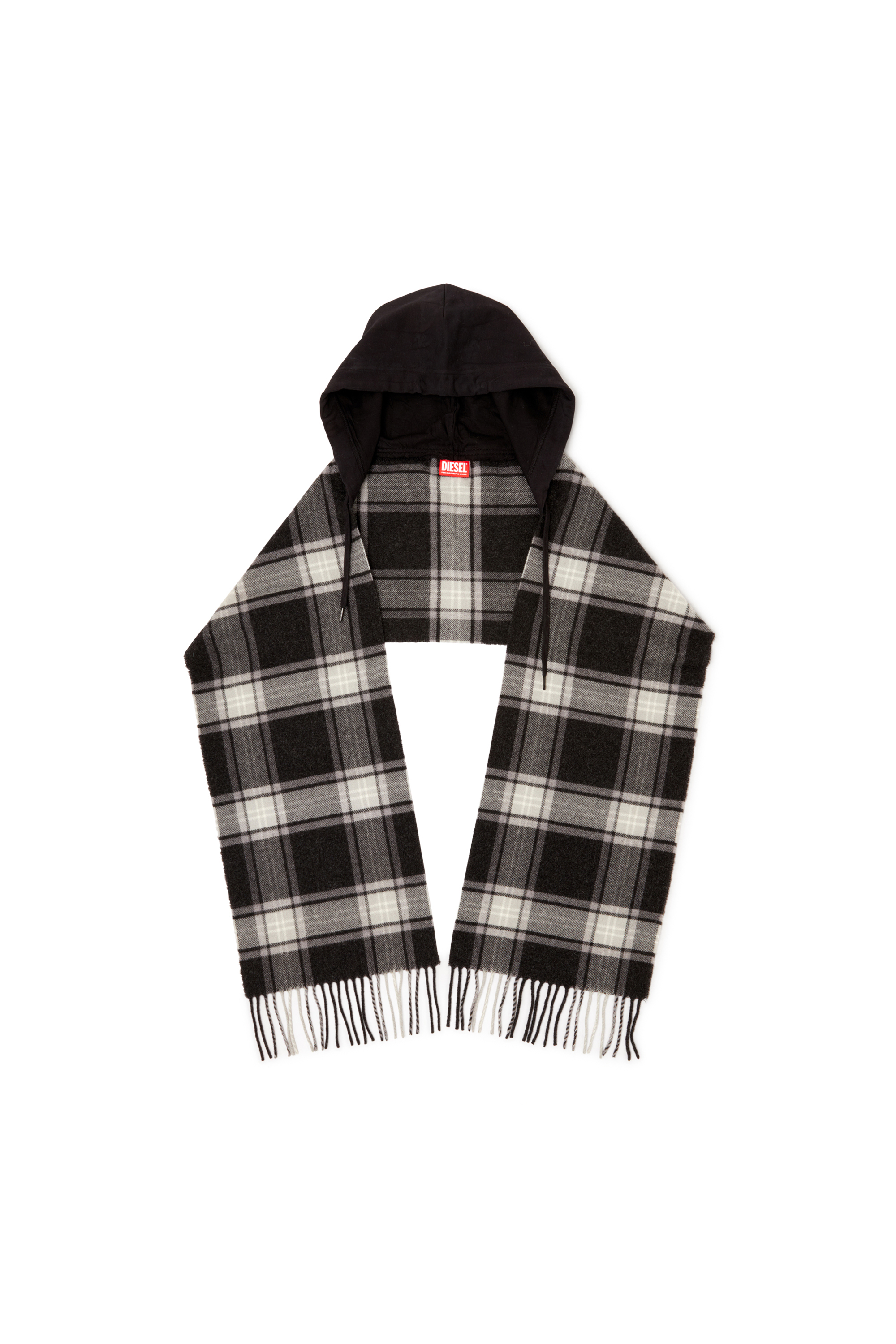 Diesel - S-CARHOOD, &Eacute;charpe &agrave; capuche en m&eacute;lange de laine avec franges Homme in Polychrome - 1